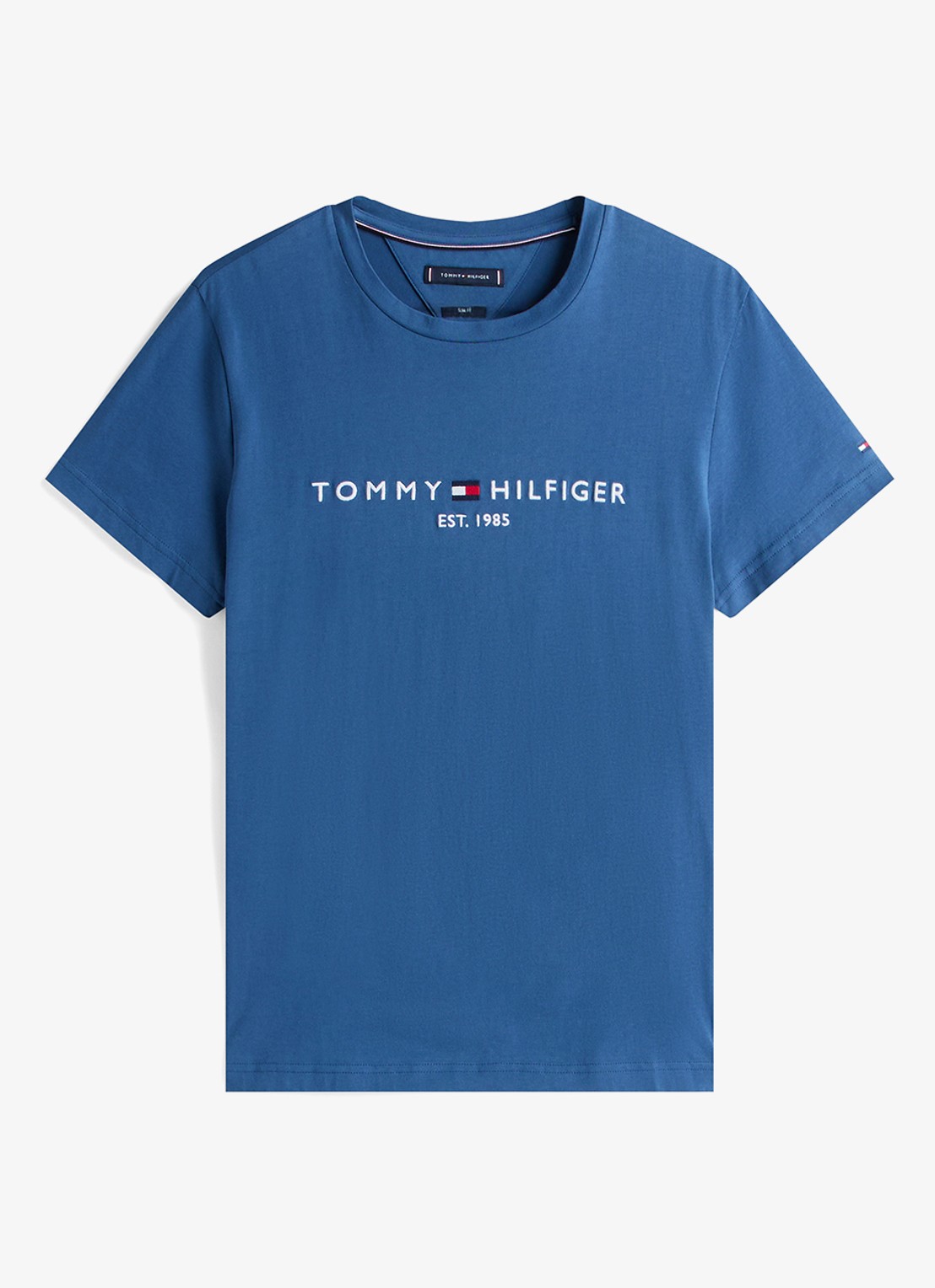 Tommy Hilfiger T-shirt met logoborduring  - voorkant 3 aegean sea / blauw