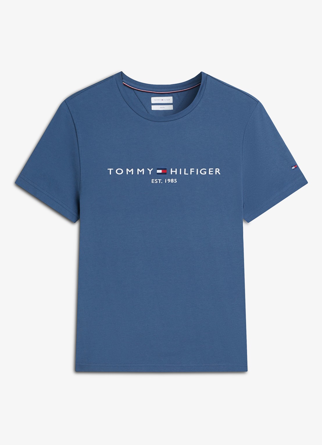 Tommy Hilfiger T-shirt met logoborduring  - voorkant 3 aegean sea / blauw