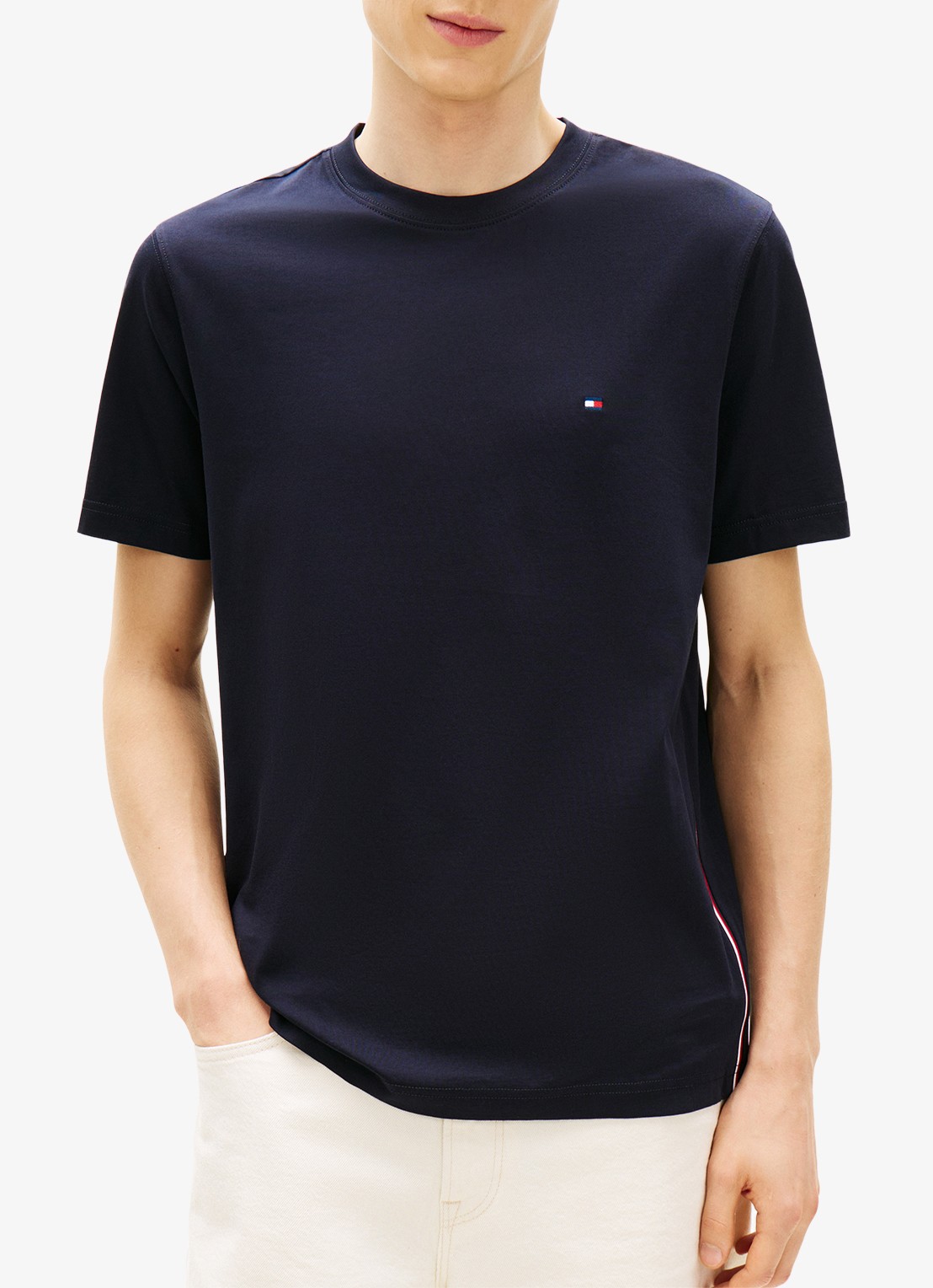Tommy Hilfiger T-shirt met logoborduring - detail 2 donkerblauw