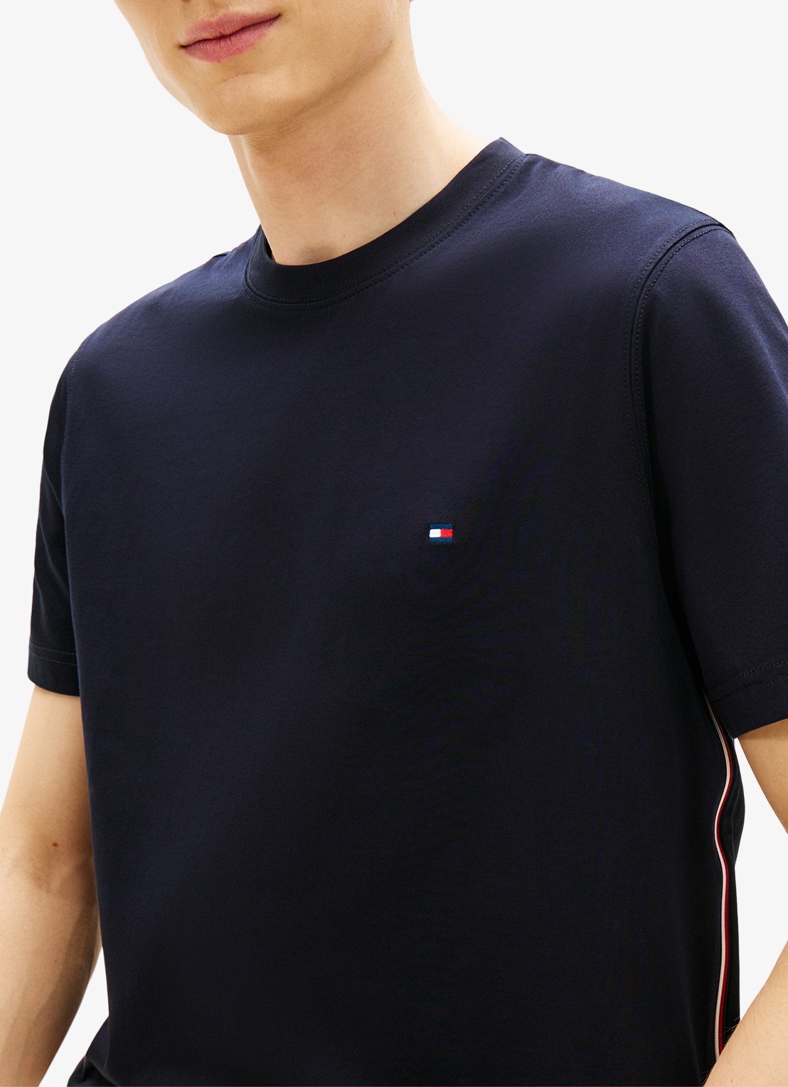 Tommy Hilfiger T-shirt met logoborduring - detail 3 donkerblauw