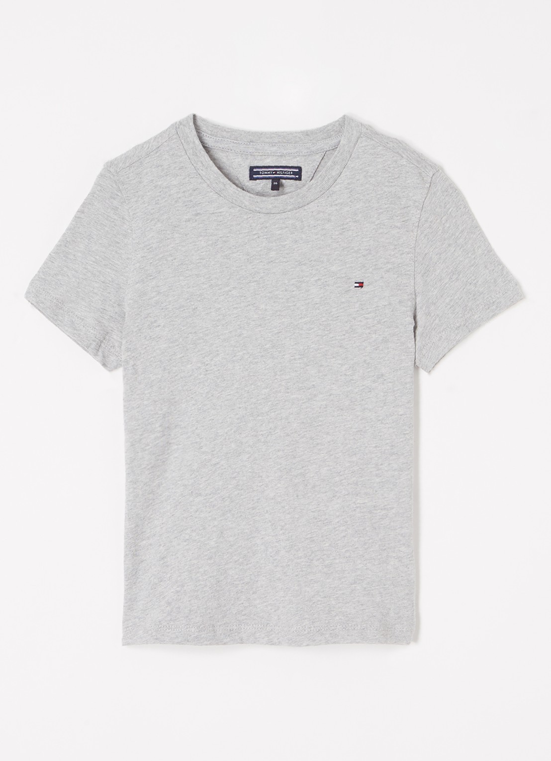 Tommy Hilfiger T-shirt met logoborduring - voorkant grijs