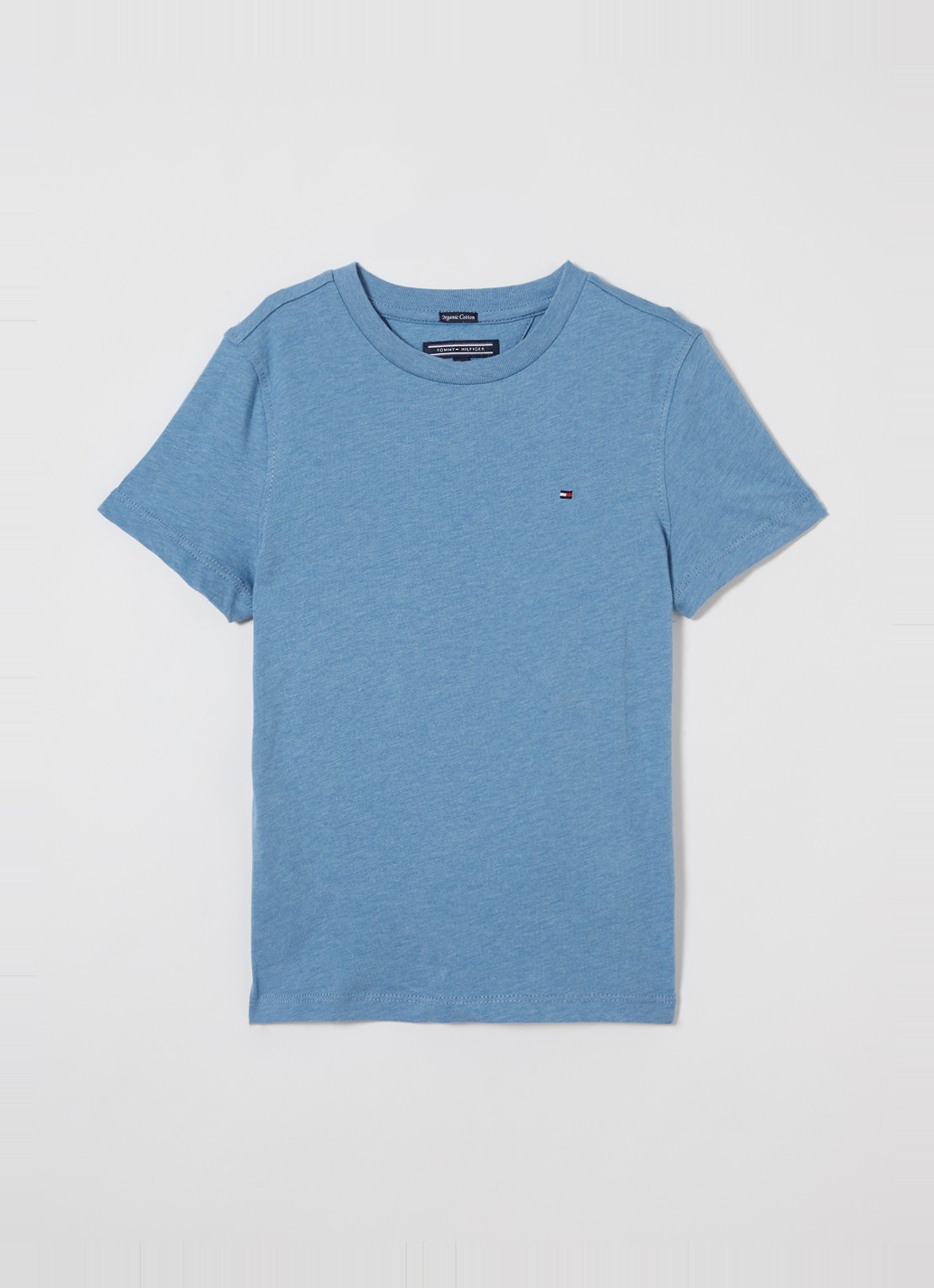 Tommy Hilfiger T-shirt met logoborduring - voorkant blauw