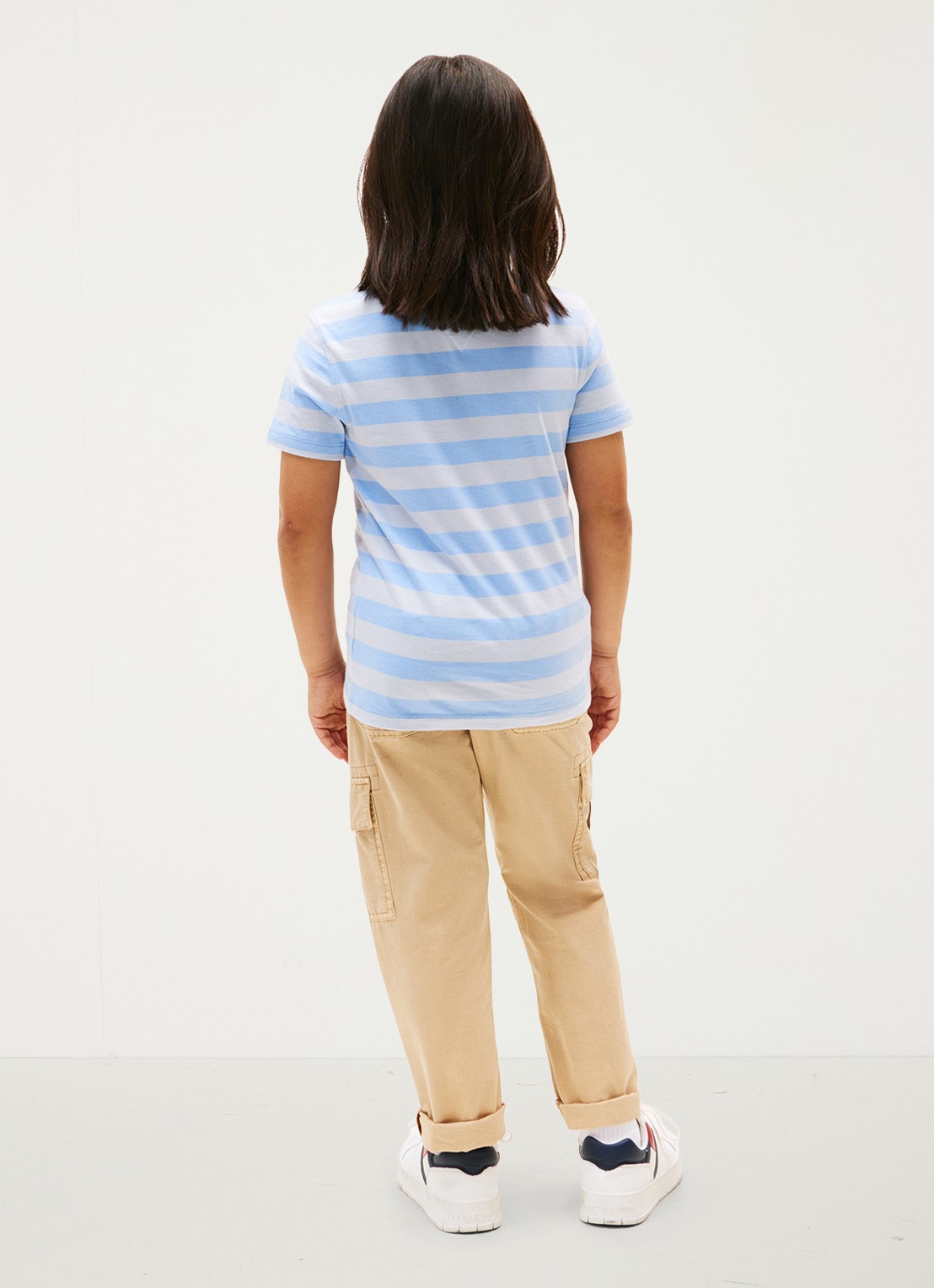 Tommy Hilfiger T-shirt met logoborduring - achterkant cloudy blue-c14 / lichtblauw