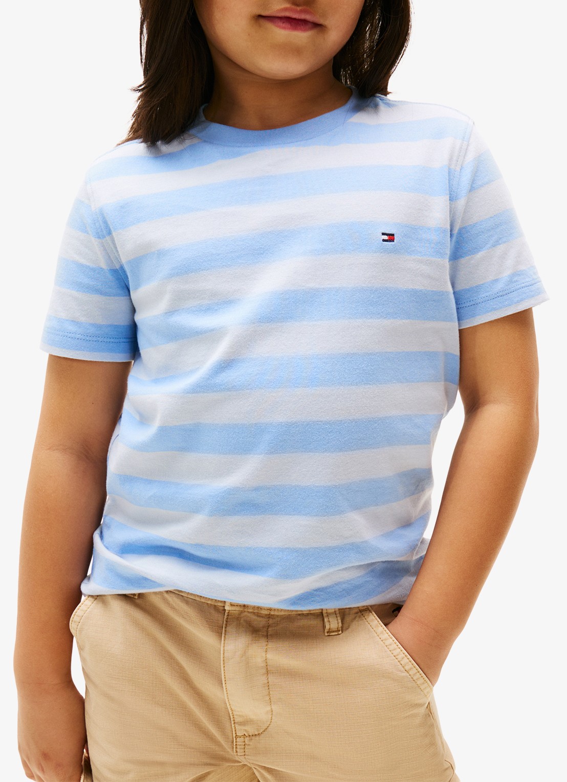 Tommy Hilfiger T-shirt met logoborduring - detail 2 cloudy blue-c14 / lichtblauw
