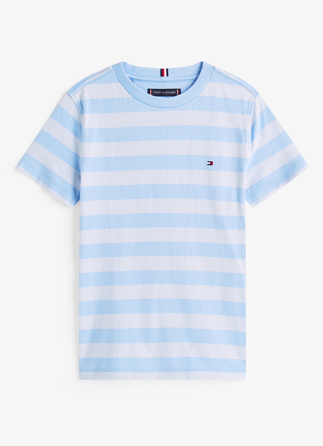 Tommy Hilfiger T-shirt met logoborduring - voorkant 3 cloudy blue-c14 / lichtblauw