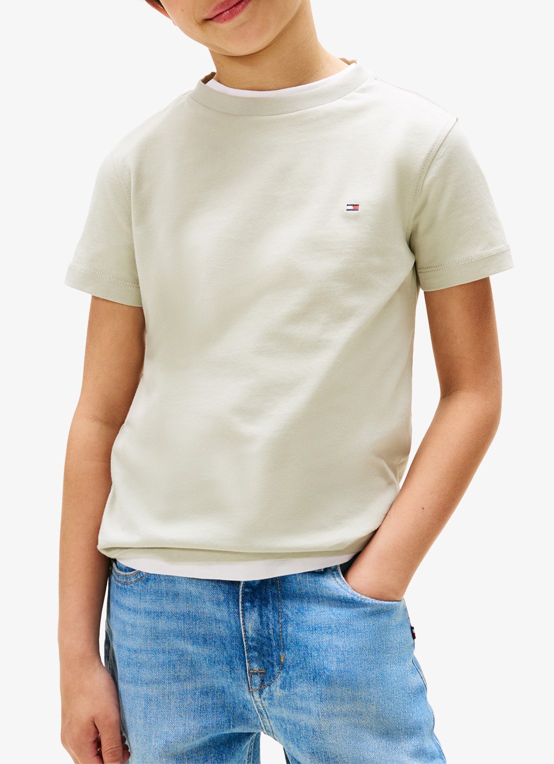 Tommy Hilfiger T-shirt met logoborduring - detail 4 misty sage / groen
