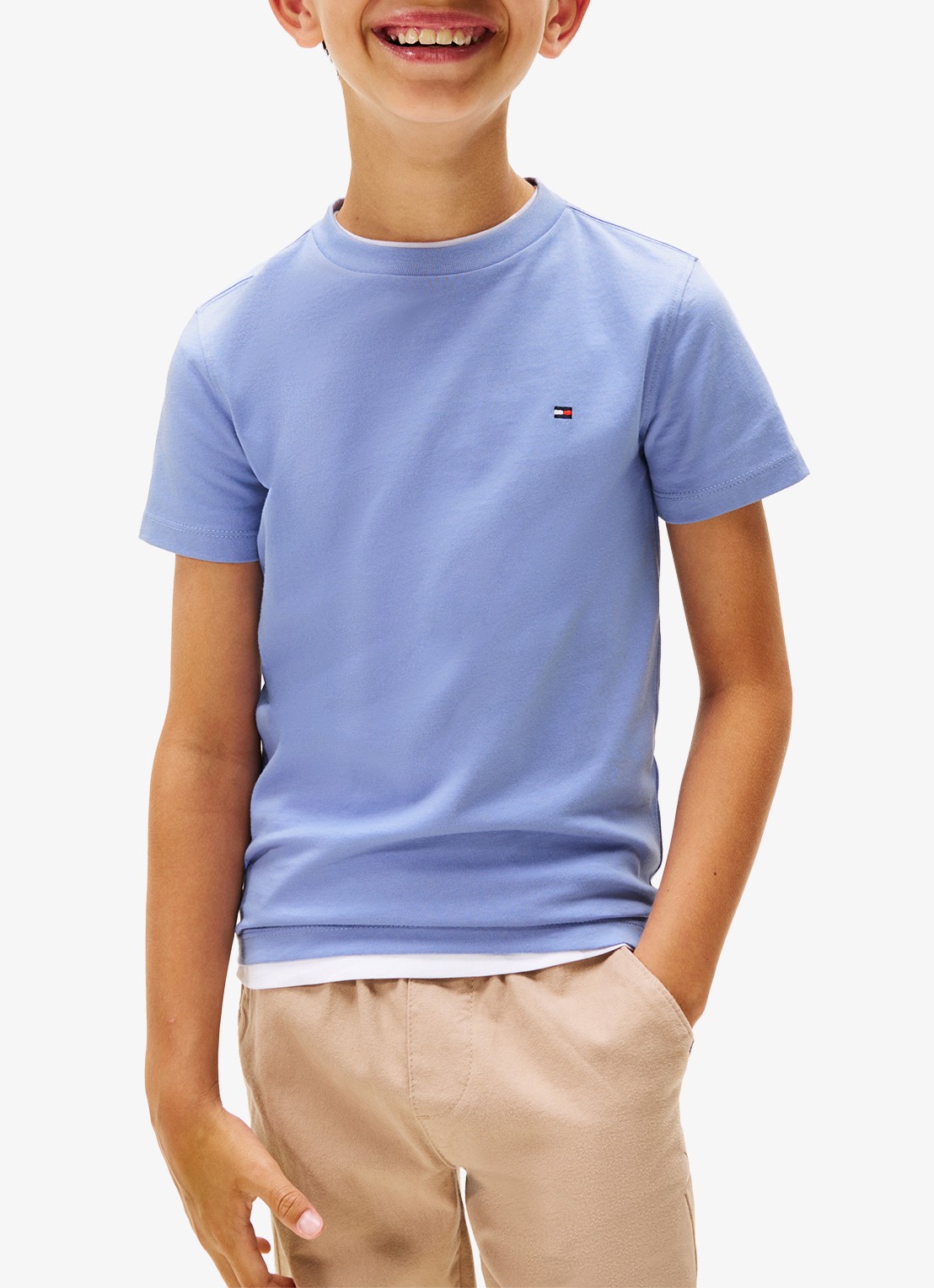 Tommy Hilfiger T-shirt met logoborduring - detail 4 vintage iris-c5z / wit