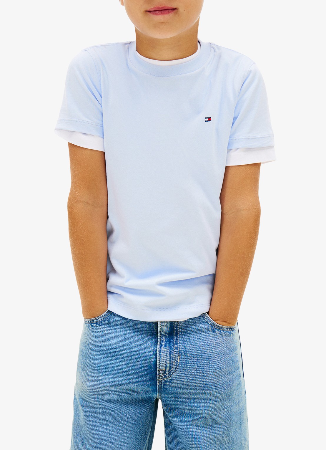 Tommy Hilfiger T-shirt met logoborduring - detail 2 sweet blue-c3q / lichtblauw
