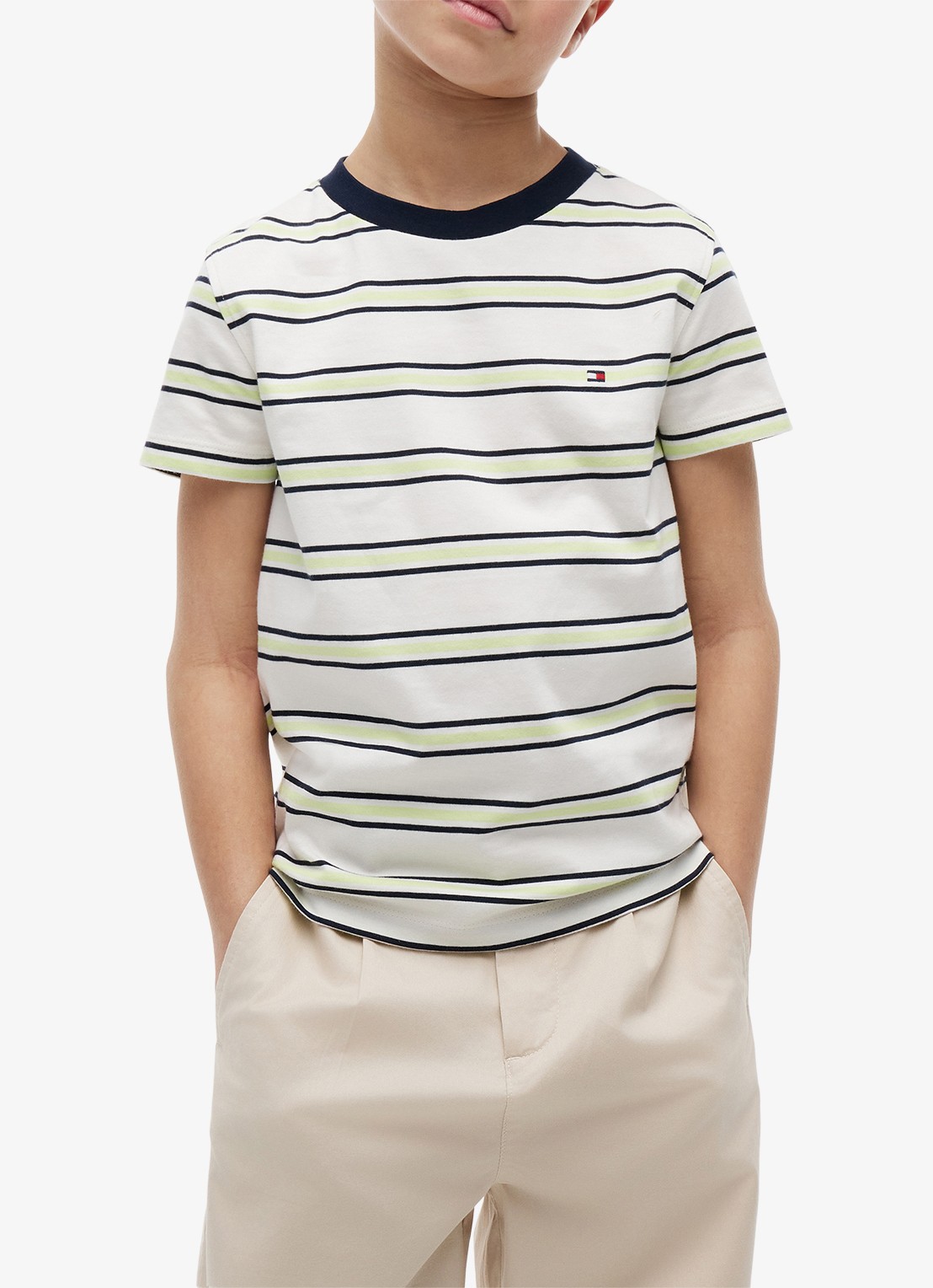 Tommy Hilfiger T-shirt met logoborduring - detail 4 multi stripe-0aa / multicolor
