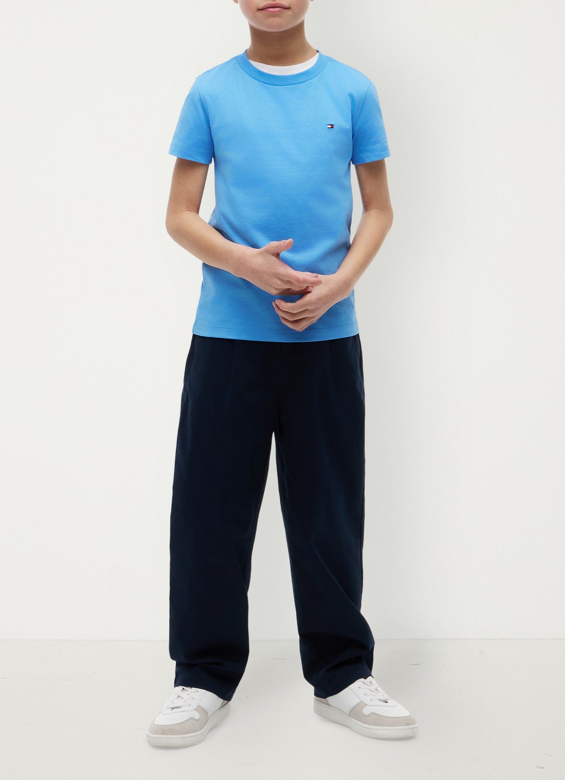 Tommy Hilfiger T-shirt met logoborduring - voorkant 5 blauw