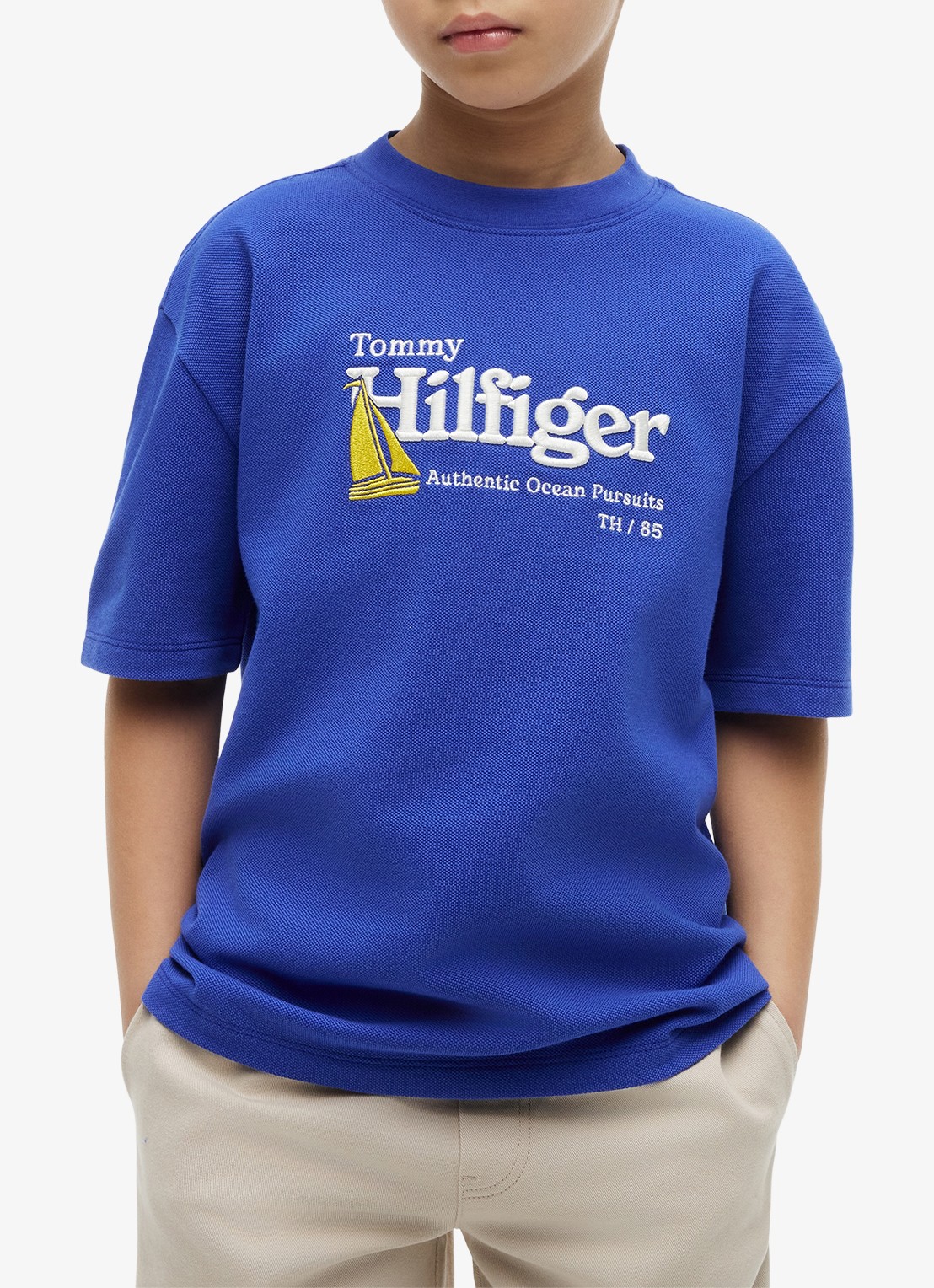 Tommy Hilfiger T-shirt met logoborduring - detail 3 blauw