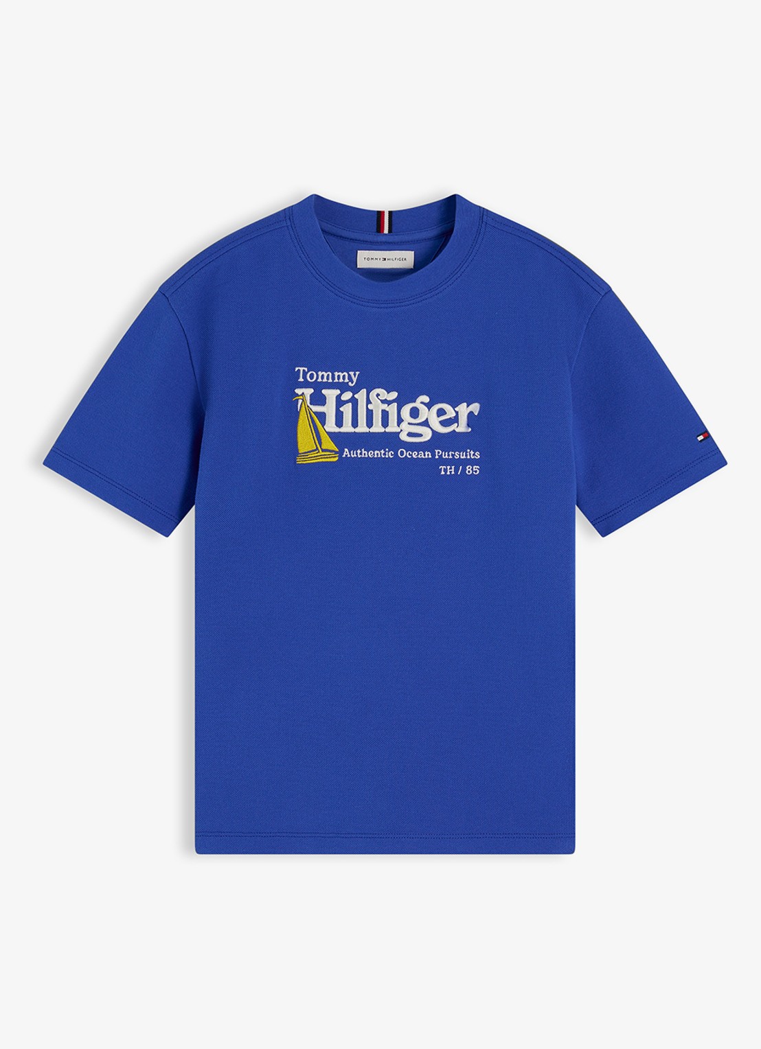 Tommy Hilfiger T-shirt met logoborduring - voorkant 2 blauw