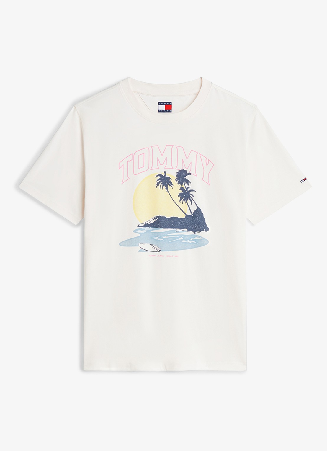 Tommy Hilfiger T-shirt met logoprint - voorkant gebroken wit