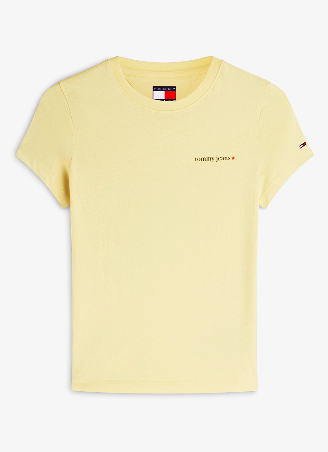 Tommy Hilfiger T-shirt met logoprint - voorkant lichtgeel