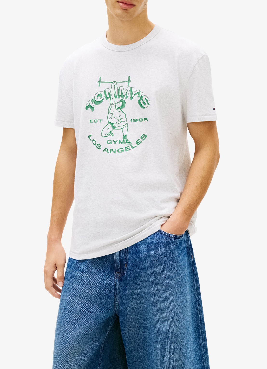 Tommy Hilfiger T-shirt met logoprint - detail 4 lichtgrijs