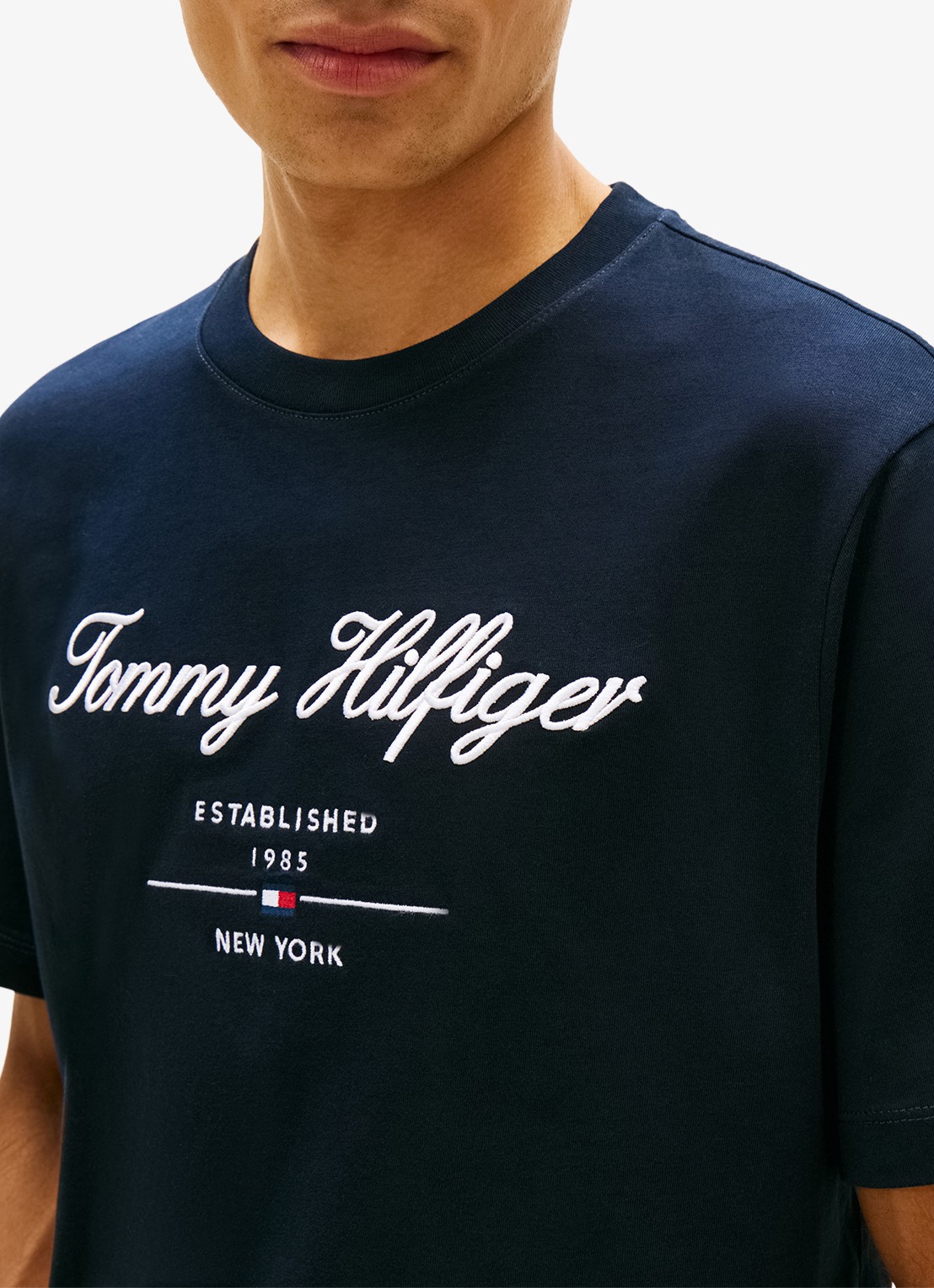 Tommy Hilfiger T-shirt met logoprint - detail 5 donkerblauw