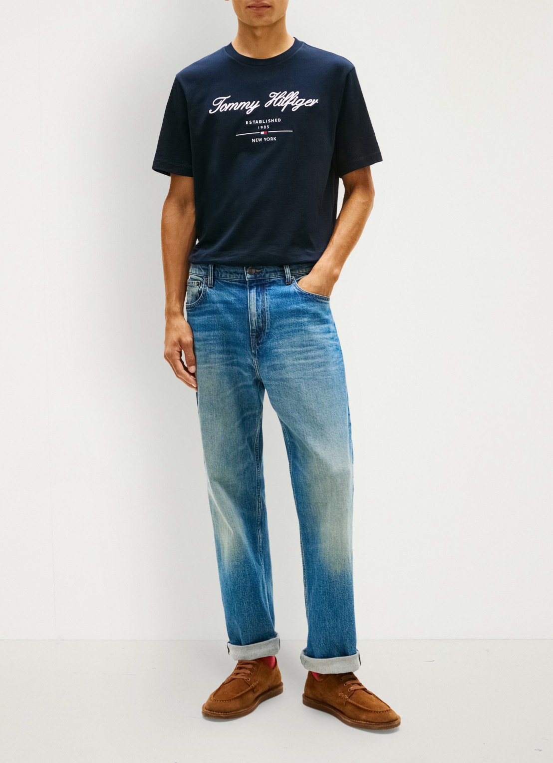 Tommy Hilfiger T-shirt met logoprint - voorkant 3 donkerblauw