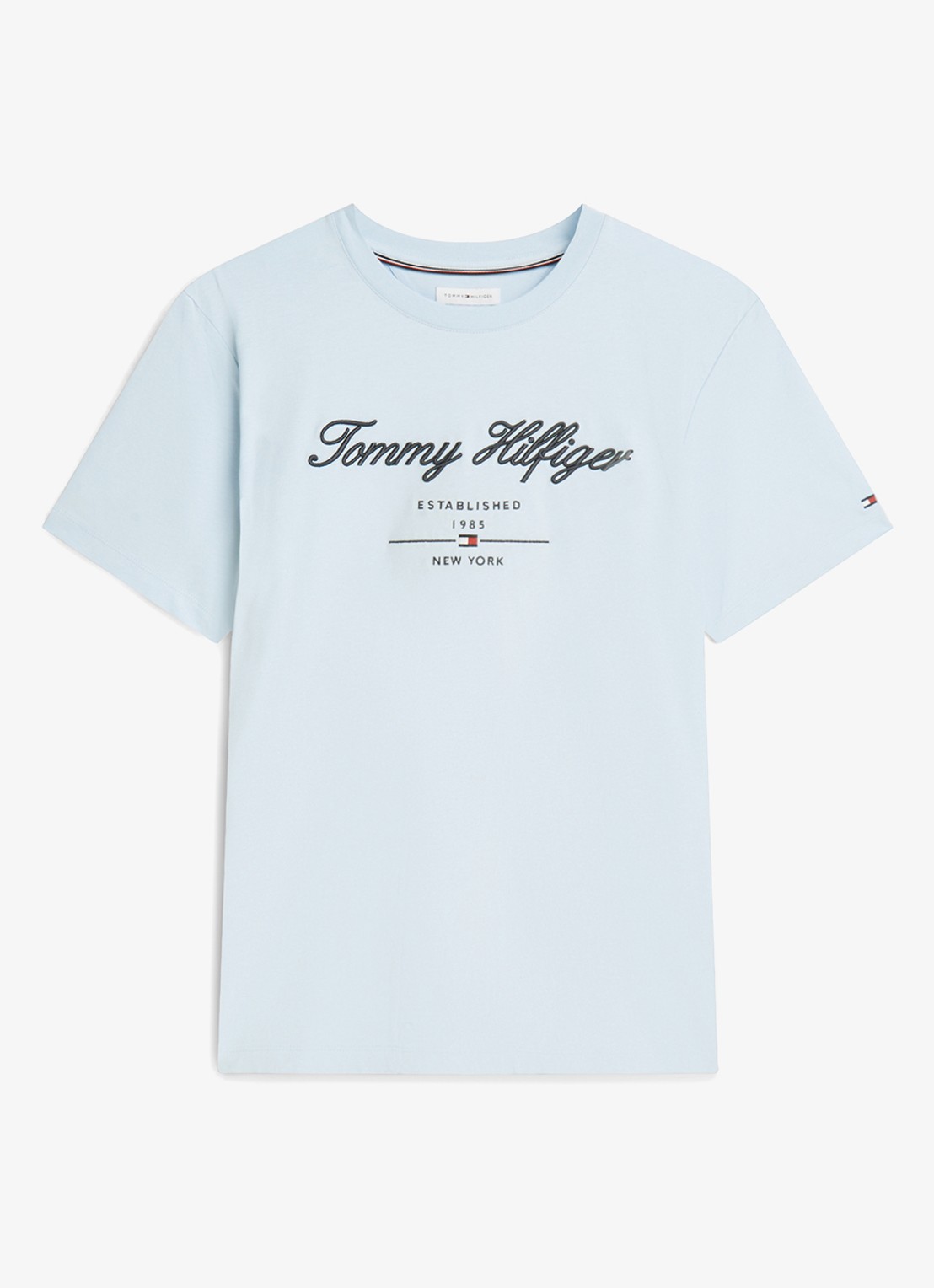 Tommy Hilfiger T-shirt met logoprint - voorkant lichtblauw