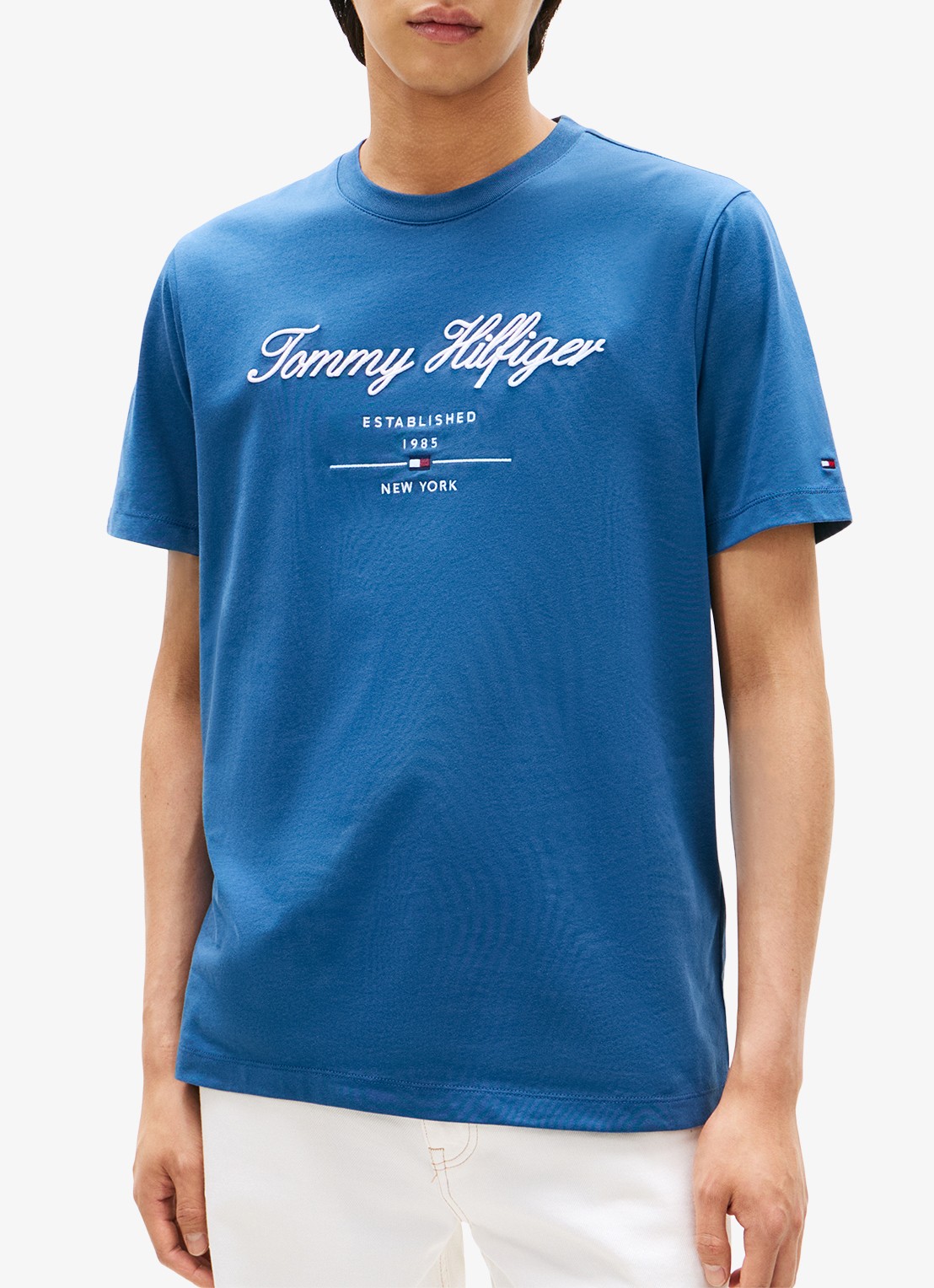 Tommy Hilfiger T-shirt met logoprint - detail 4 blauw