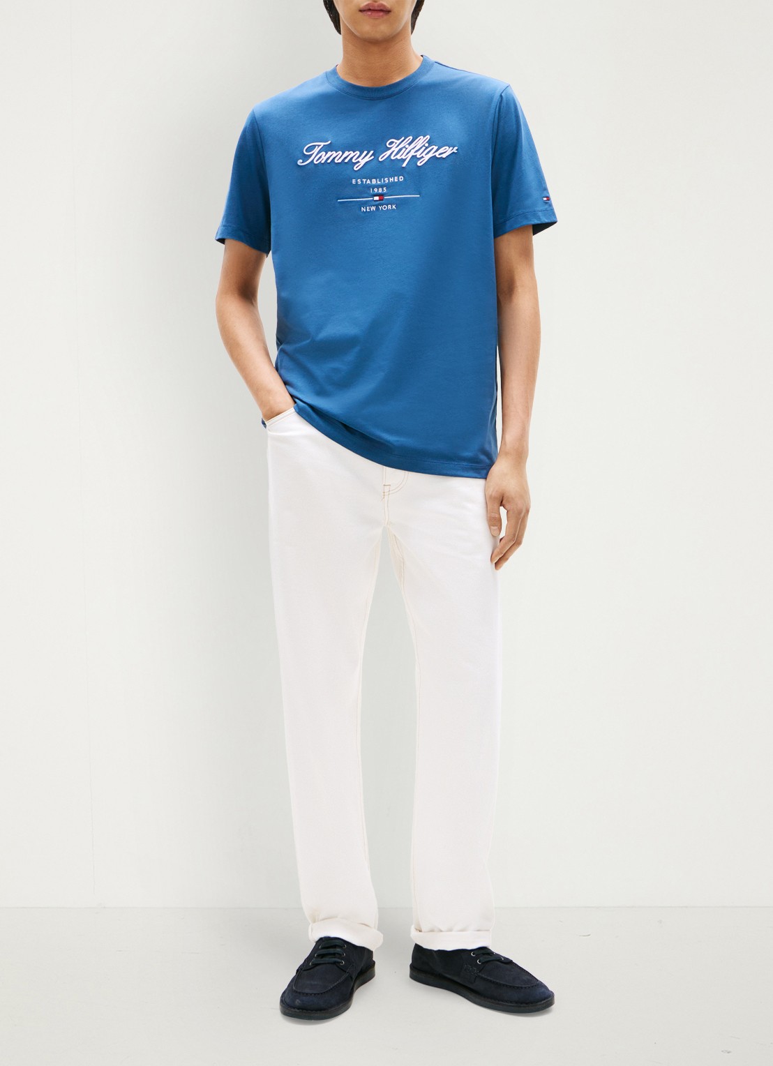 Tommy Hilfiger T-shirt met logoprint - voorkant 2 blauw