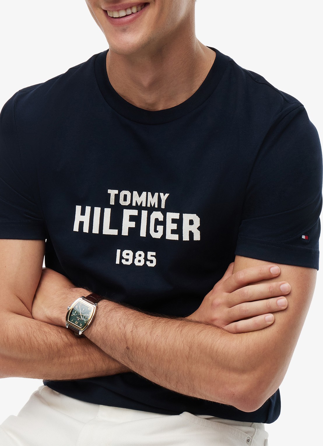 Tommy Hilfiger T-shirt met logoprint - detail 2 donkerblauw