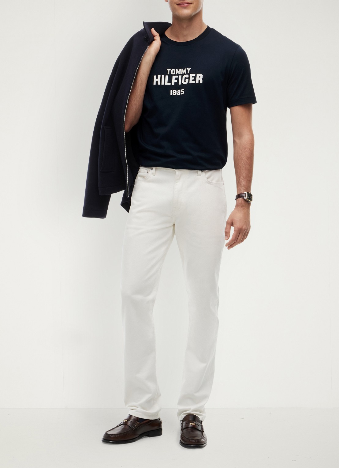 Tommy Hilfiger T-shirt met logoprint - voorkant 5 donkerblauw