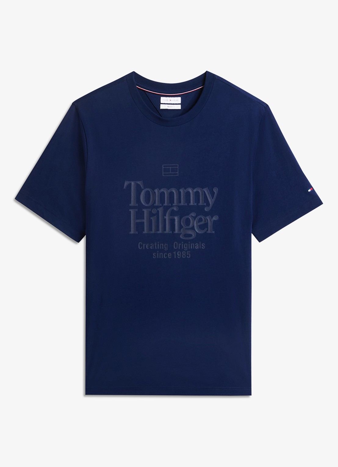 Tommy Hilfiger T-shirt met logoprint - voorkant donkerblauw
