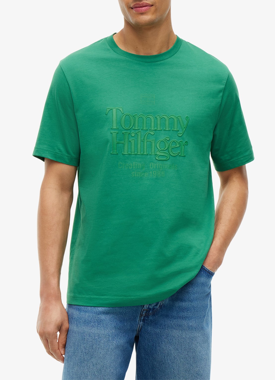 Tommy Hilfiger T-shirt met logoprint - detail groen