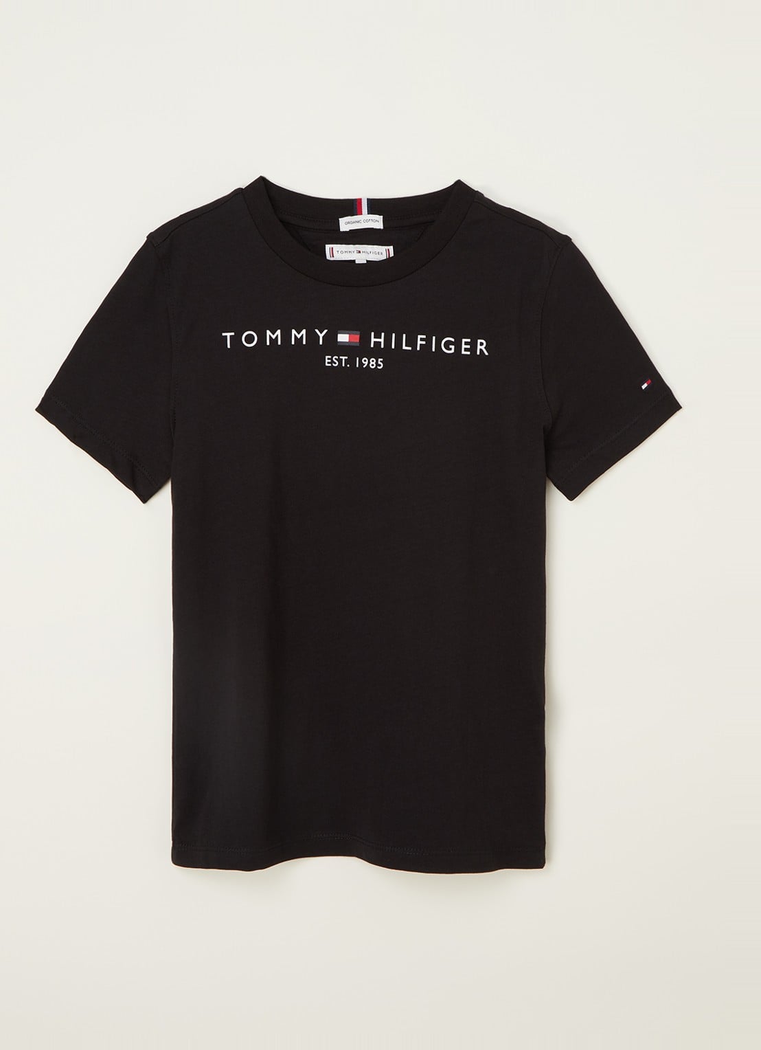 Tommy Hilfiger T-shirt met logoprint - voorkant zwart
