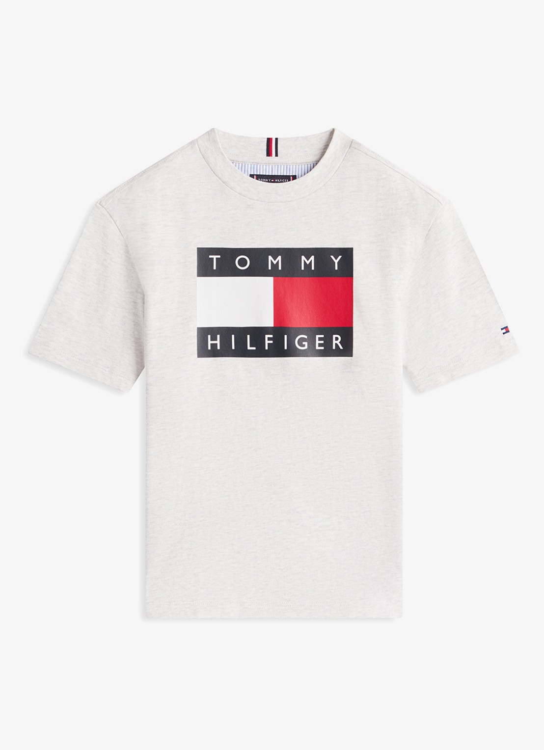 Tommy Hilfiger T-shirt met logoprint - voorkant lichtgrijs