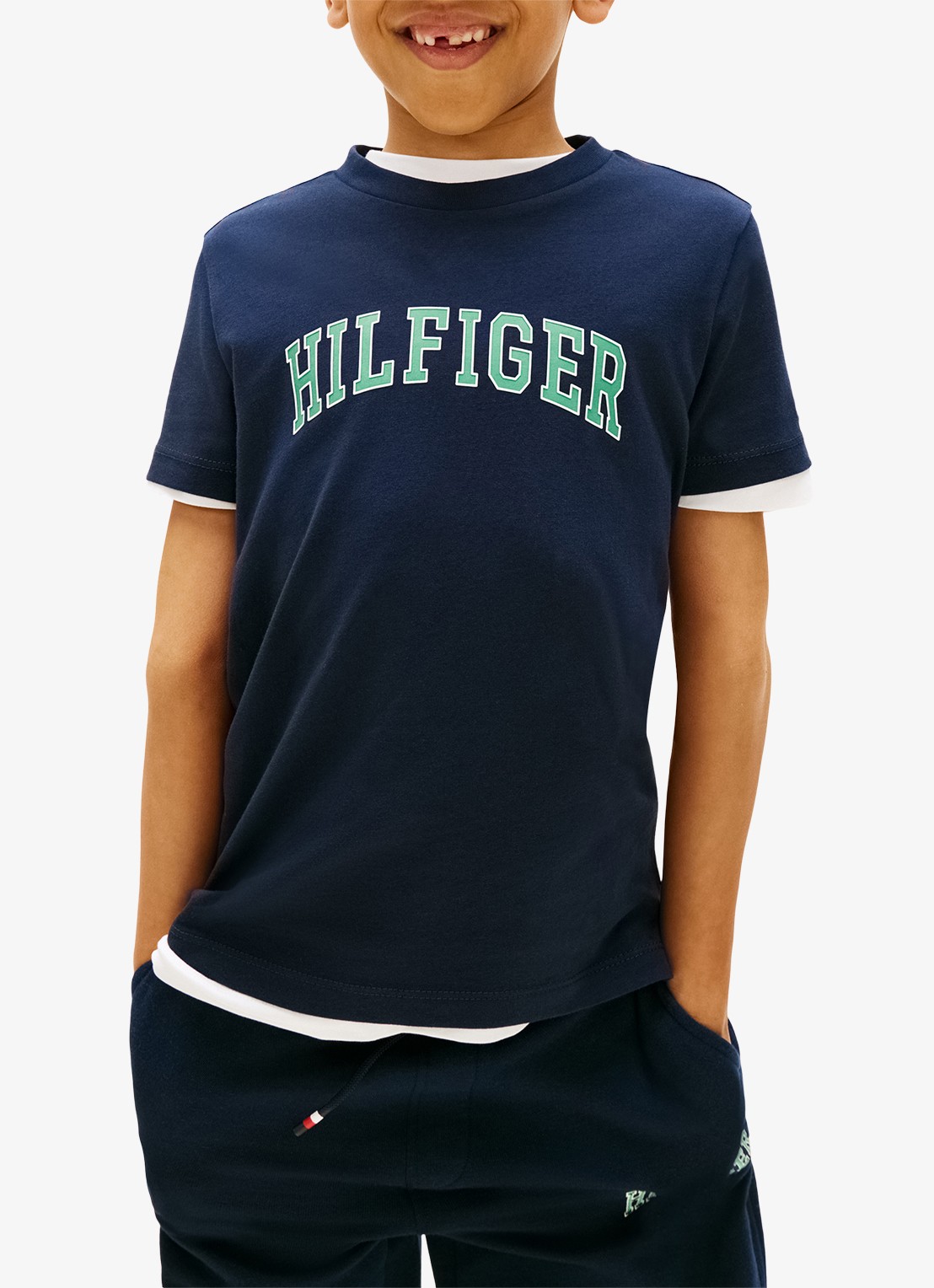 Tommy Hilfiger T-shirt met logoprint - detail 4 blauw