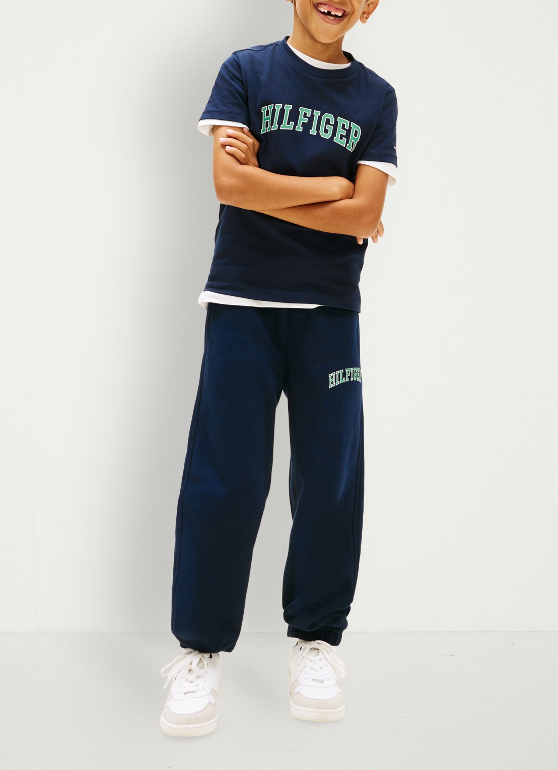 Tommy Hilfiger T-shirt met logoprint - voorkant 2 blauw