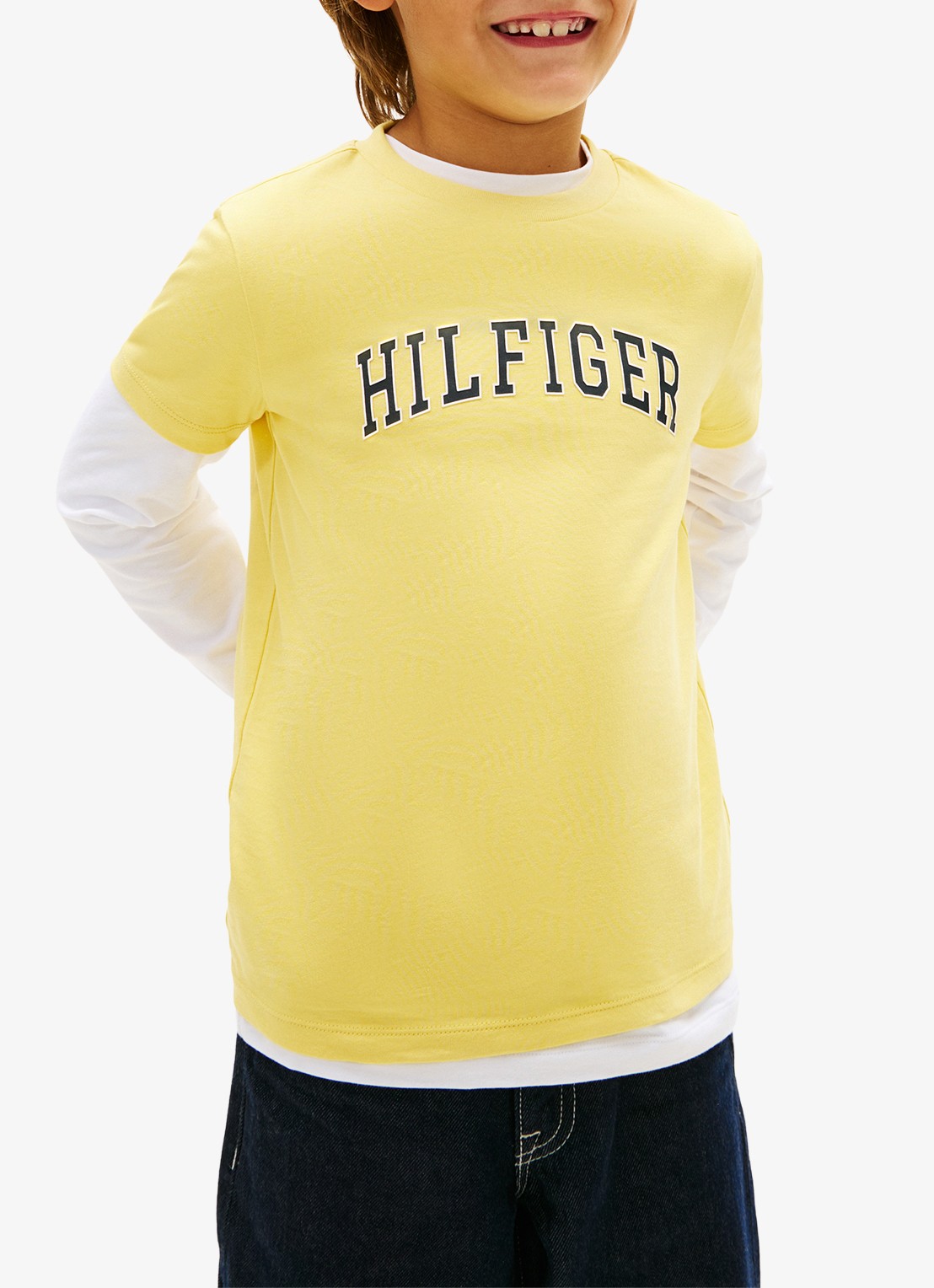 Tommy Hilfiger T-shirt met logoprint - detail 3 geel