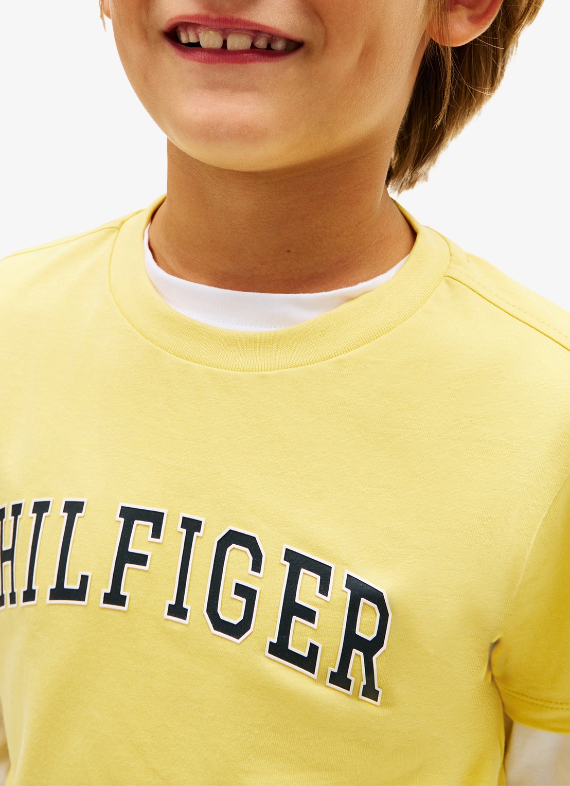 Tommy Hilfiger T-shirt met logoprint - detail 4 geel