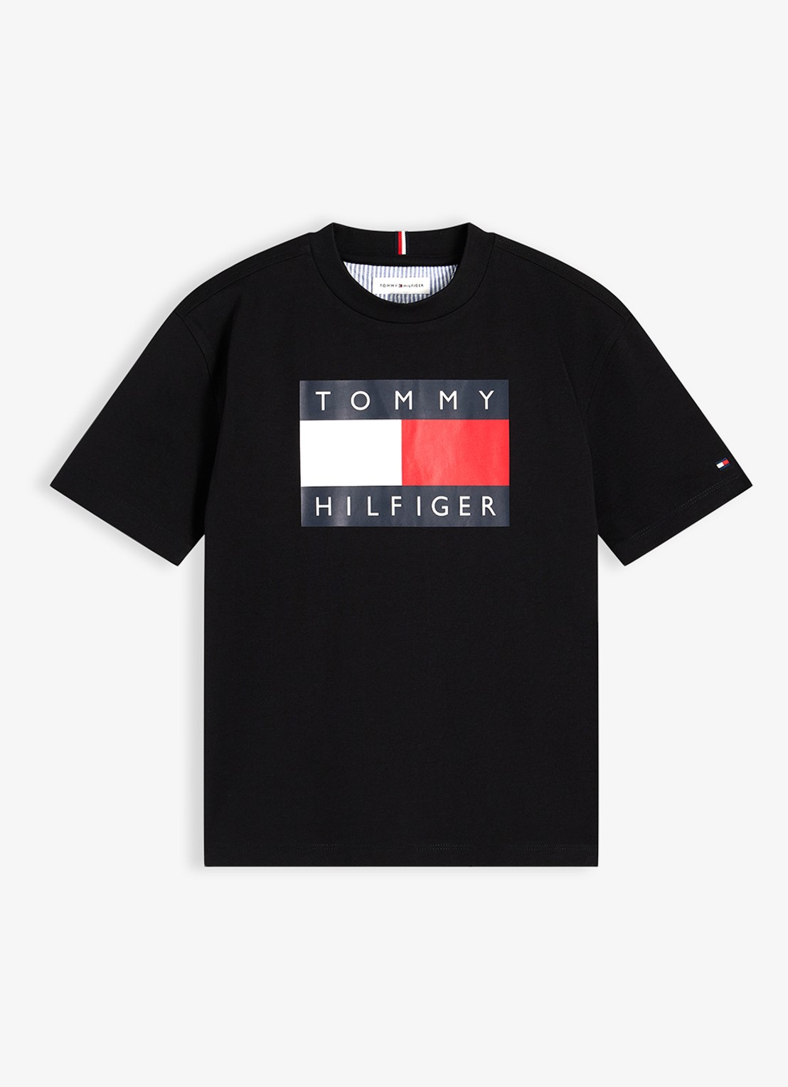 Tommy Hilfiger T-shirt met logoprint - voorkant zwart