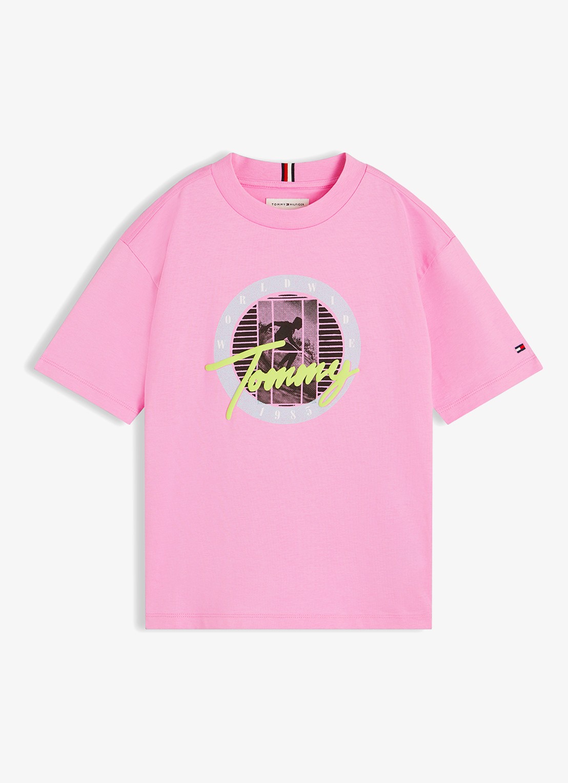 Tommy Hilfiger T-shirt met logoprint - voorkant roze