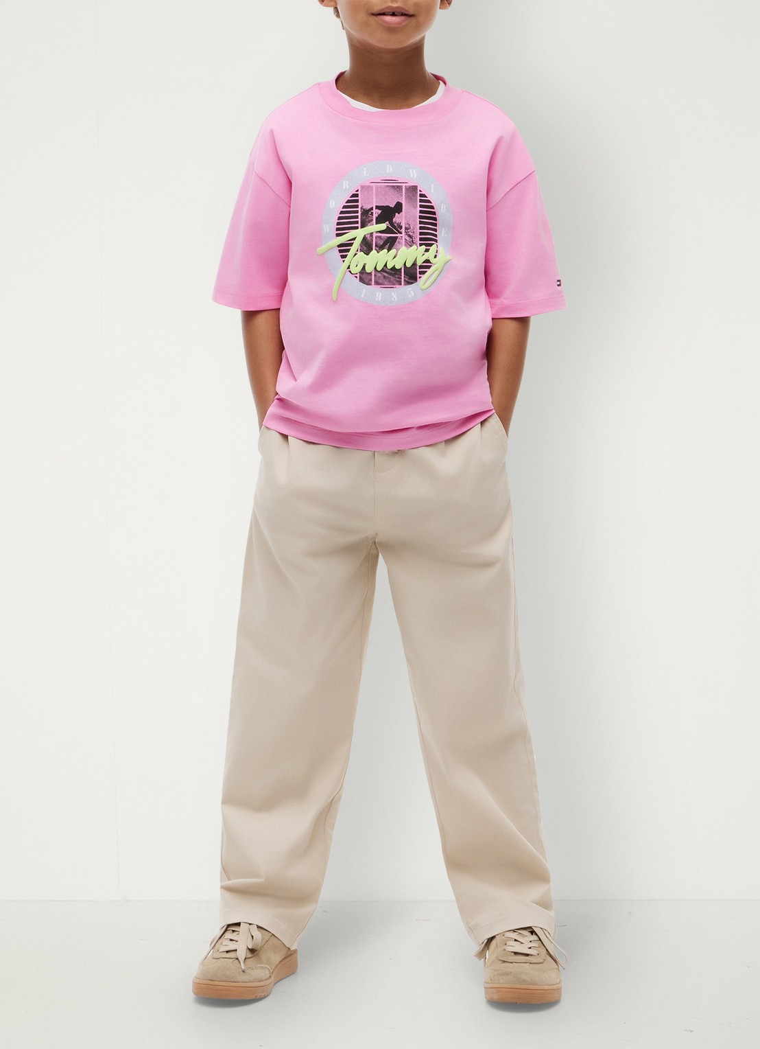 Tommy Hilfiger T-shirt met logoprint - voorkant 2 roze