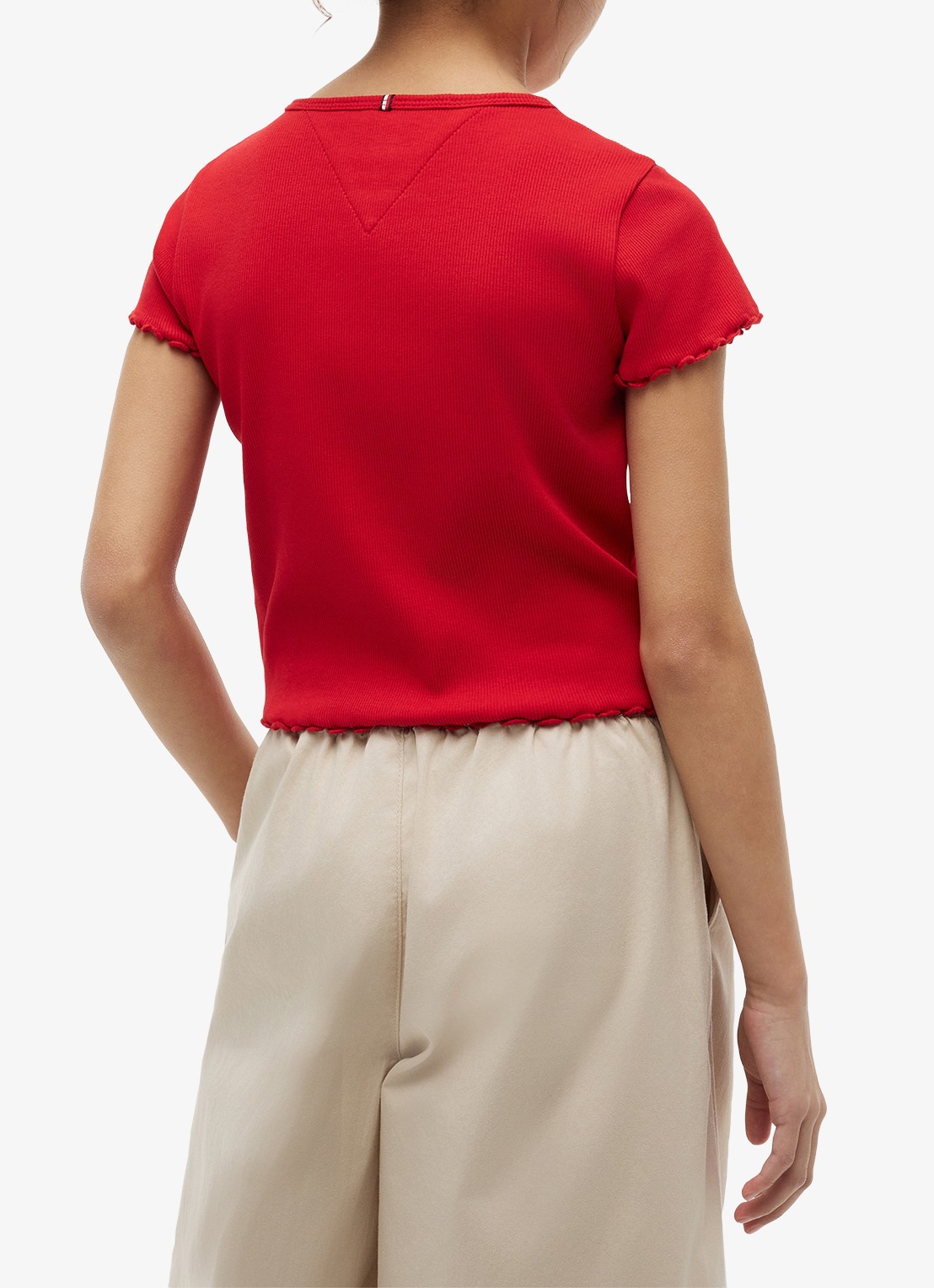 Tommy Hilfiger T-shirt met ribstructuur en logo - achterkant 3 rood