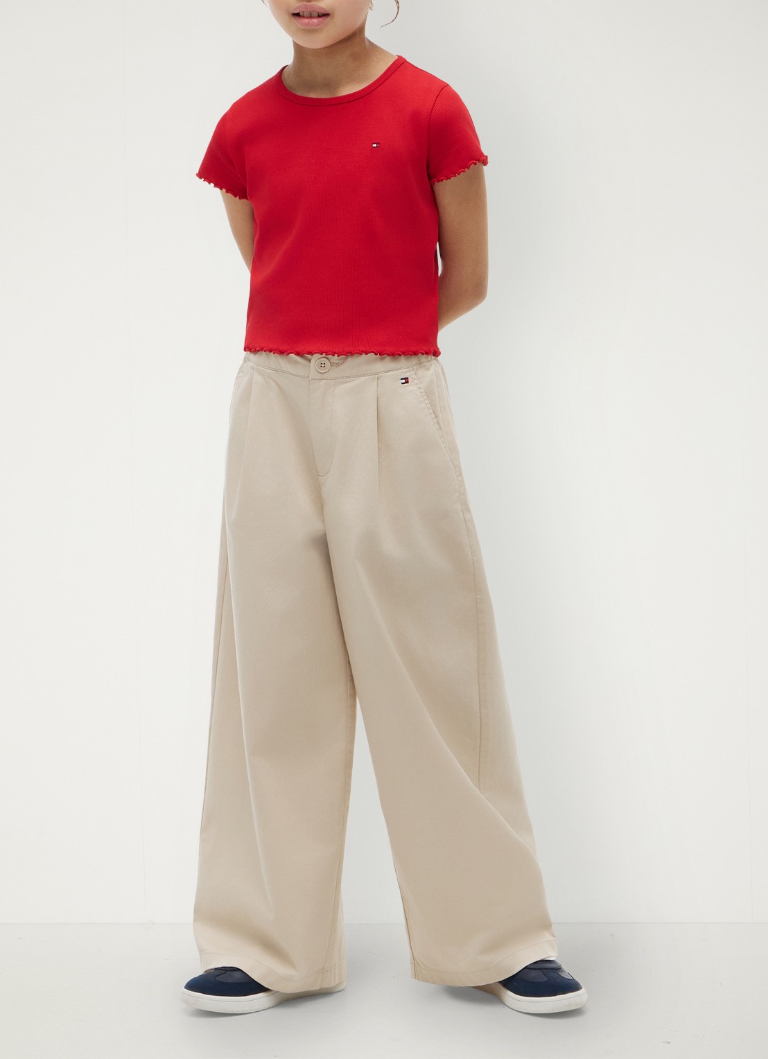Tommy Hilfiger T-shirt met ribstructuur en logo - voorkant 5 rood