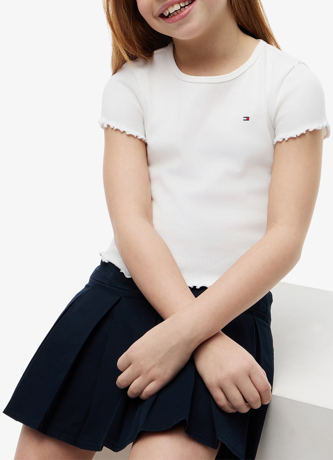 Tommy Hilfiger T-shirt met ribstructuur en logo - detail 5 wit