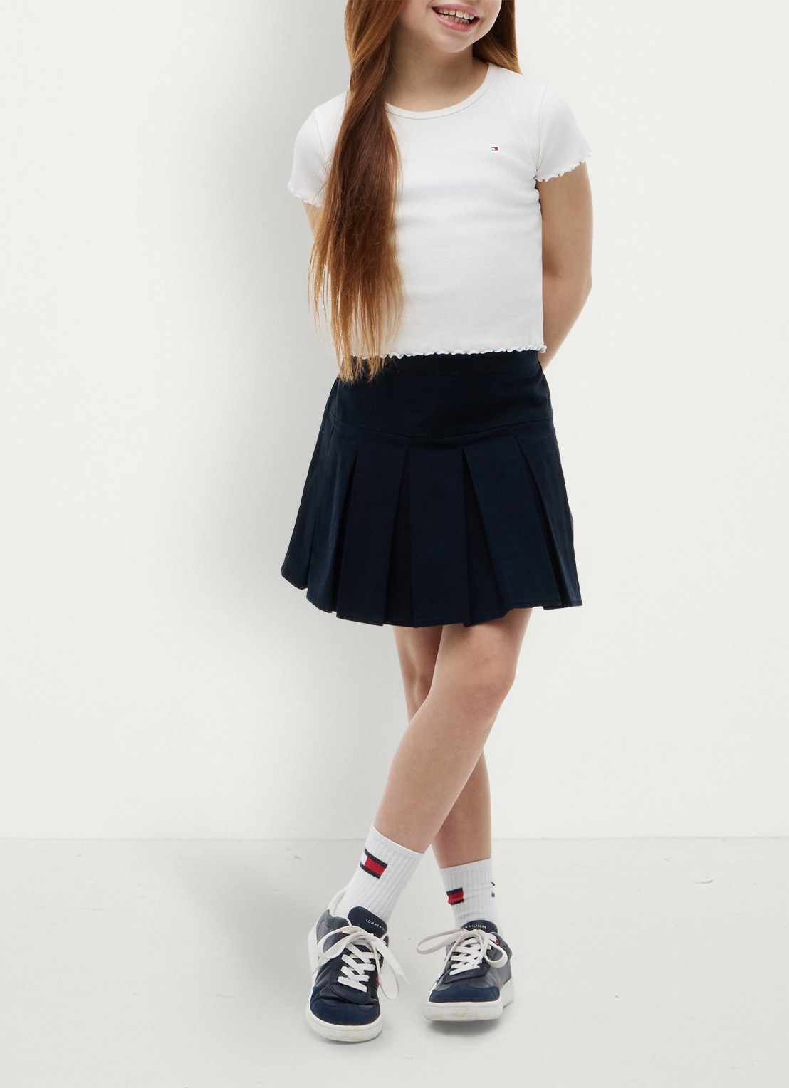 Tommy Hilfiger T-shirt met ribstructuur en logo - voorkant 3 wit