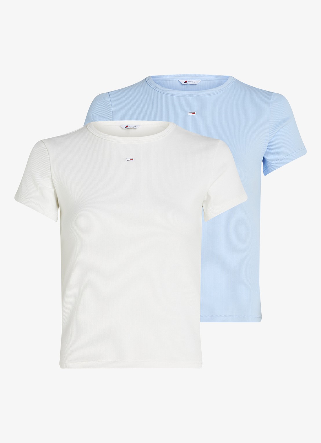Tommy Hilfiger T-shirt met ribstructuur in 2-pack - voorkant 6 wit