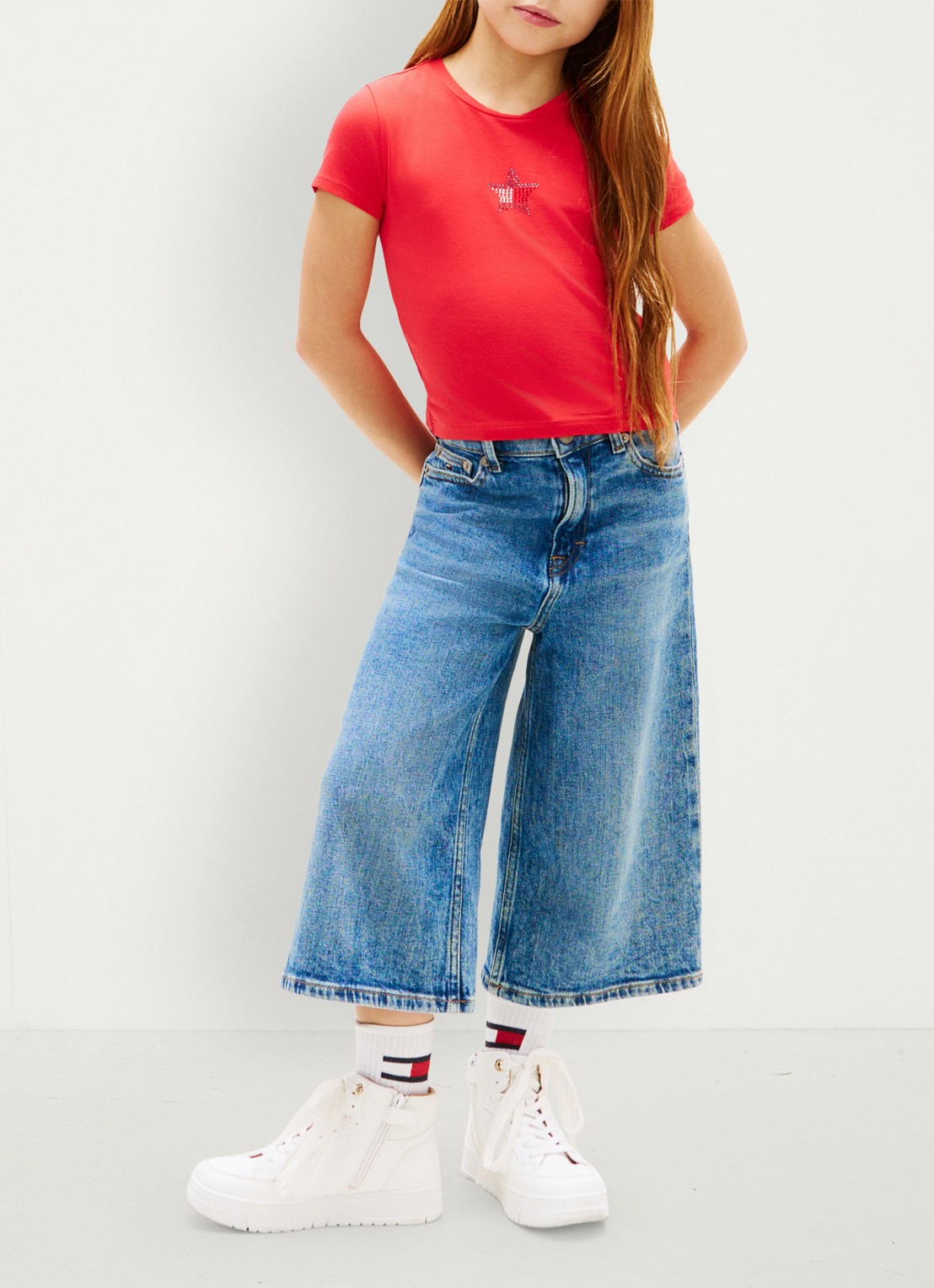 Tommy Hilfiger T-shirt met strass - voorkant rood