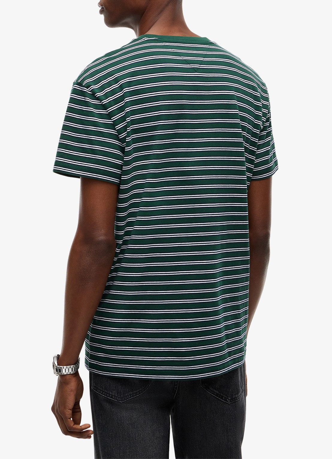 Tommy Hilfiger T-shirt met streepdessin  - achterkant 3 groen