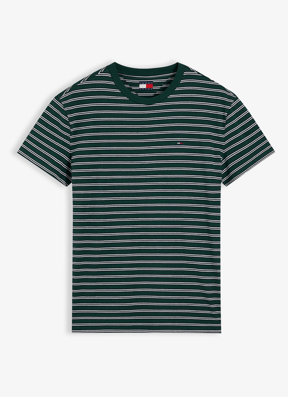 Tommy Hilfiger T-shirt met streepdessin  - voorkant 4 groen