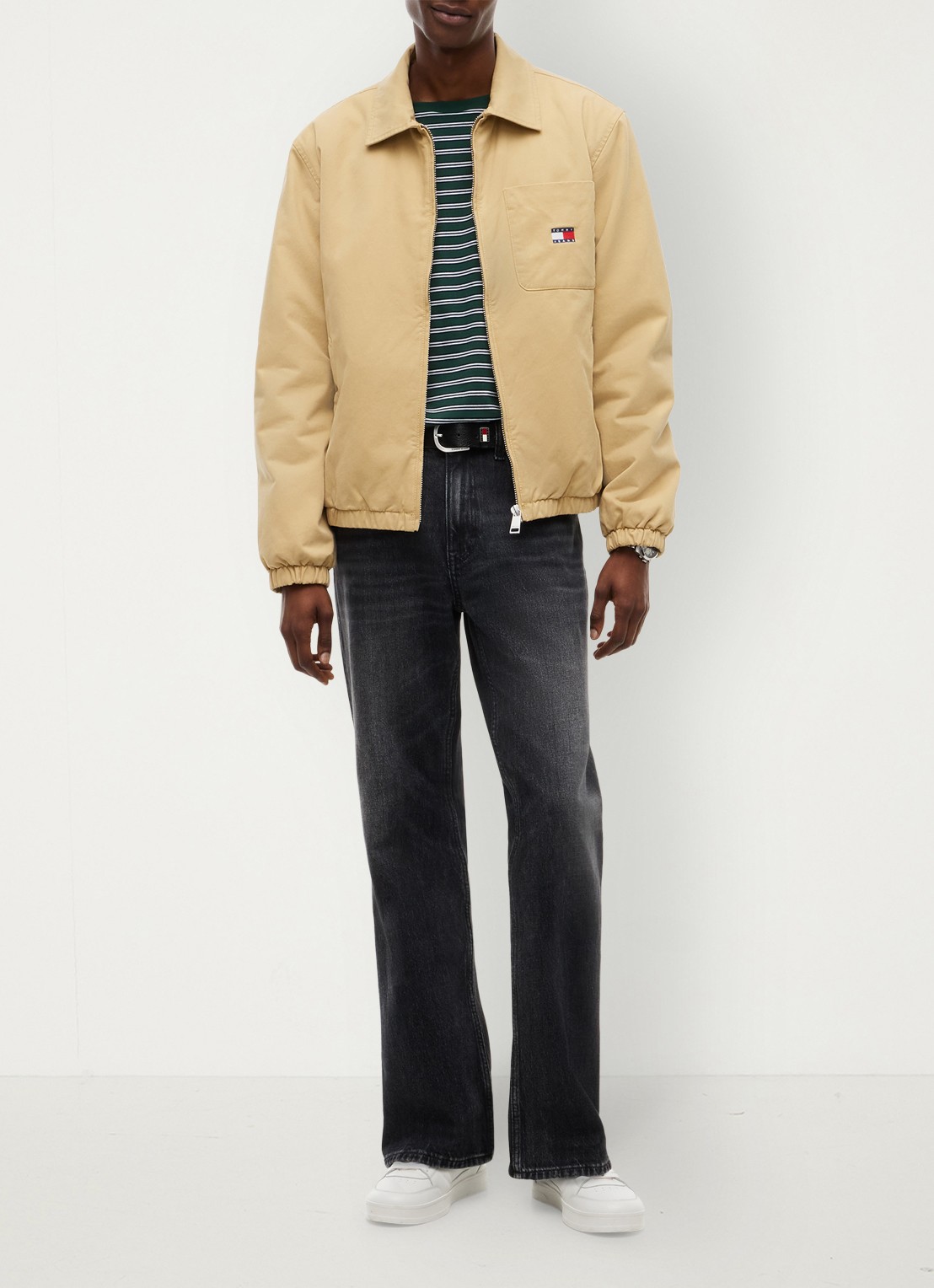 Tommy Hilfiger T-shirt met streepdessin  - voorkant 5 groen