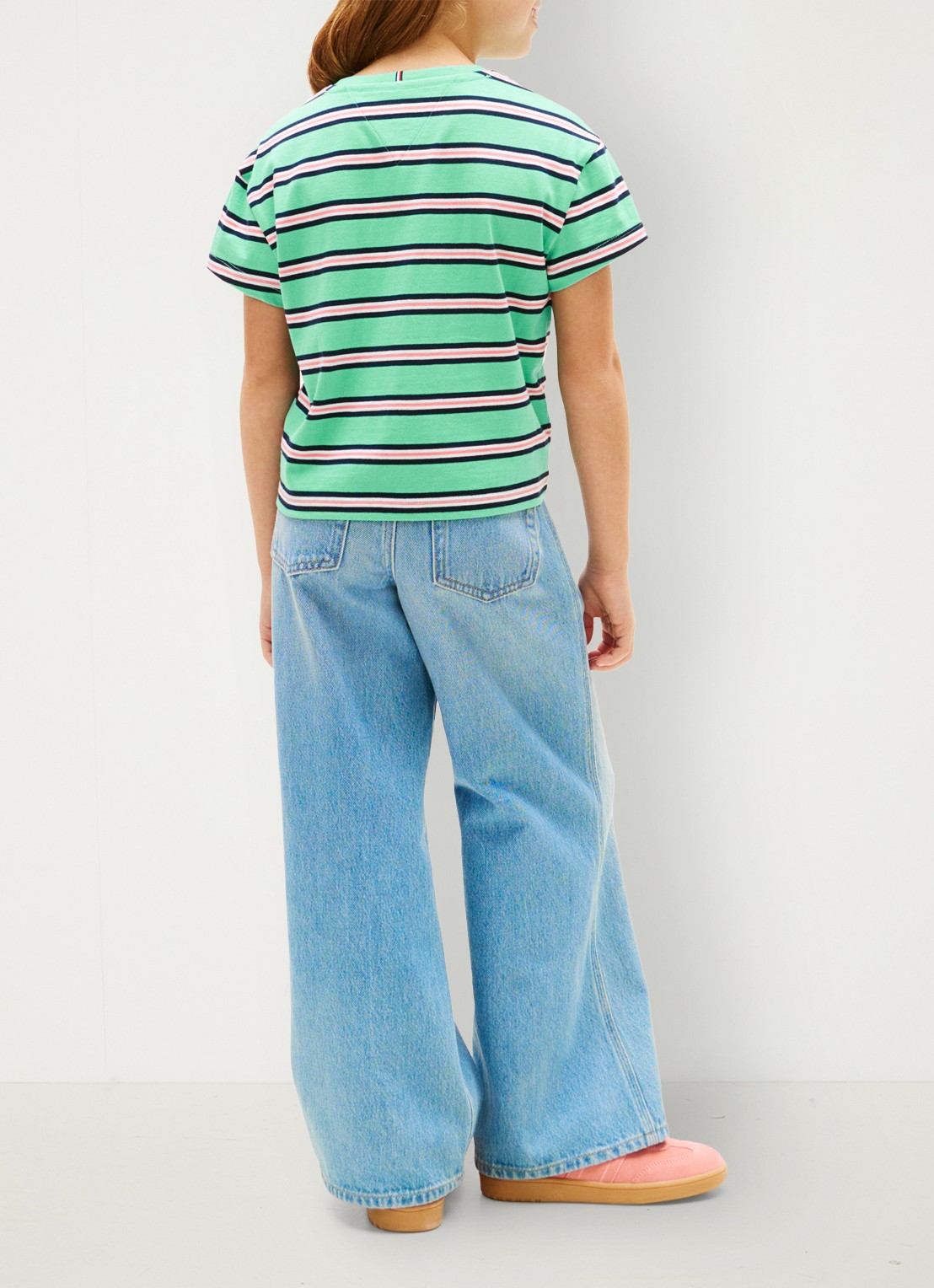 Tommy Hilfiger T-shirt met streepprint en borstzak - achterkant 3 groen