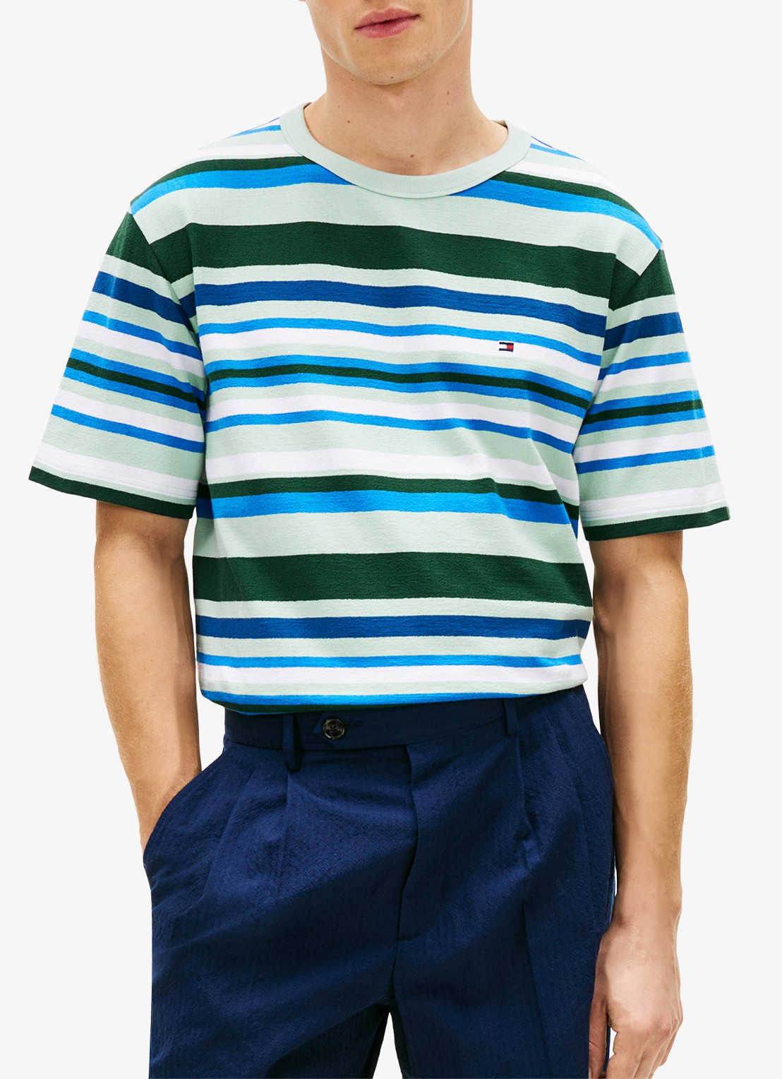 Tommy Hilfiger T-shirt met streepprint en logo - detail 2 mint