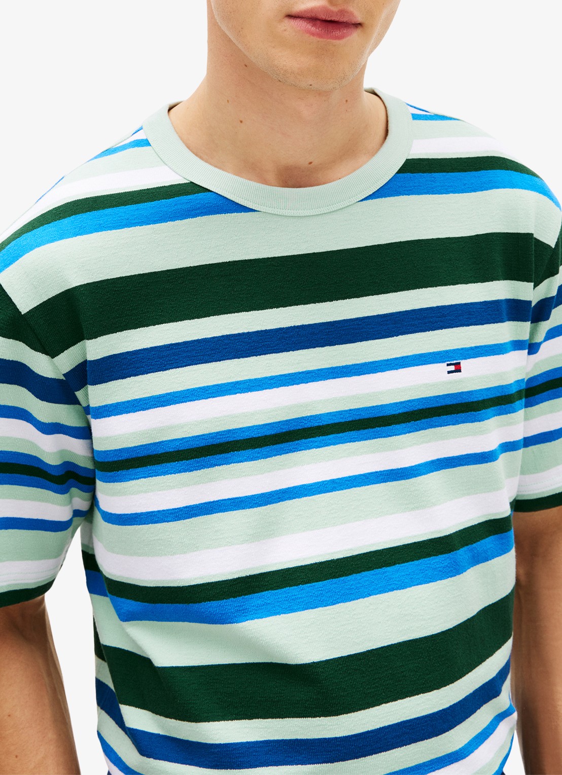 Tommy Hilfiger T-shirt met streepprint en logo - detail 3 mint