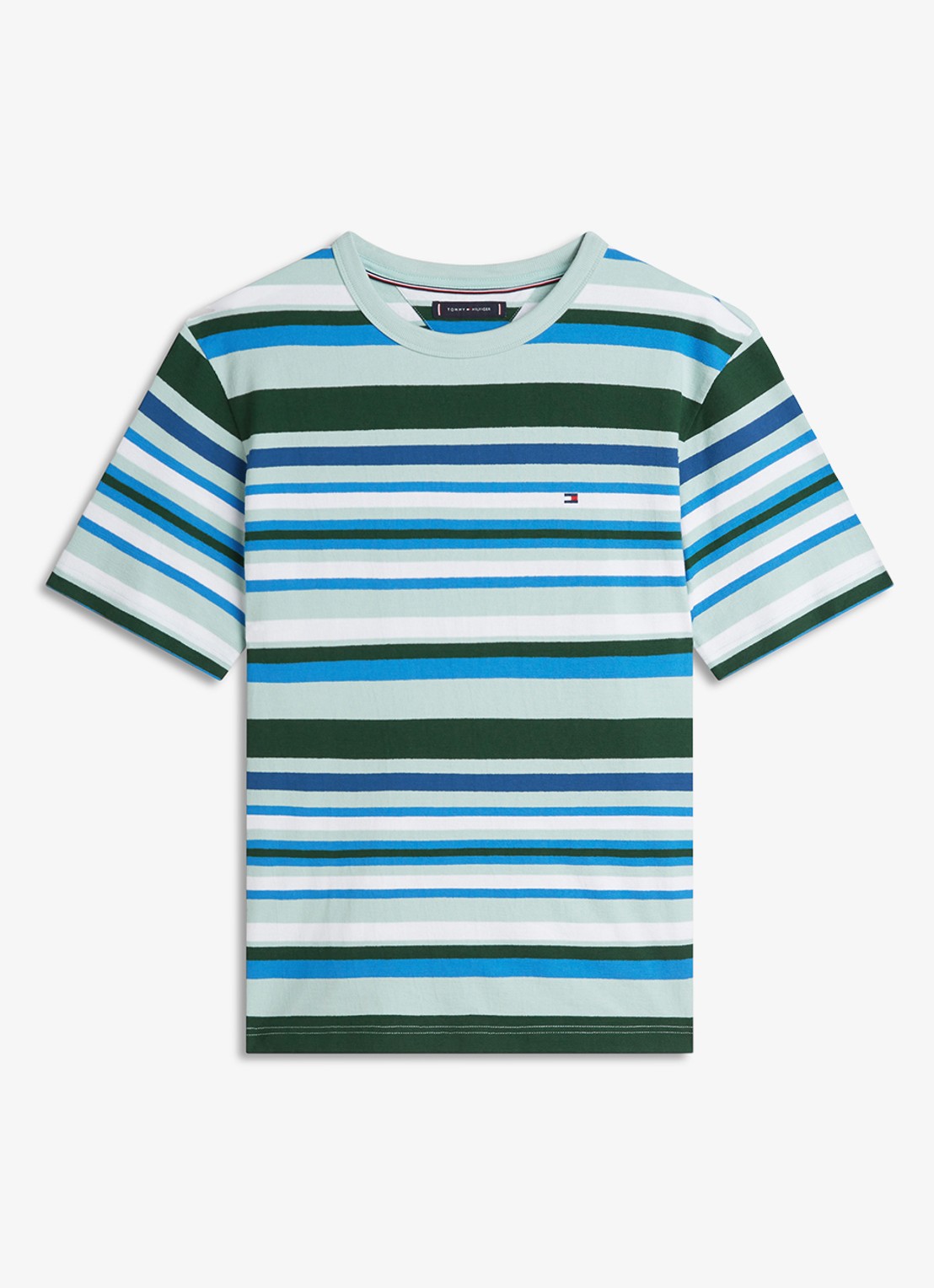 Tommy Hilfiger T-shirt met streepprint en logo - voorkant 4 mint